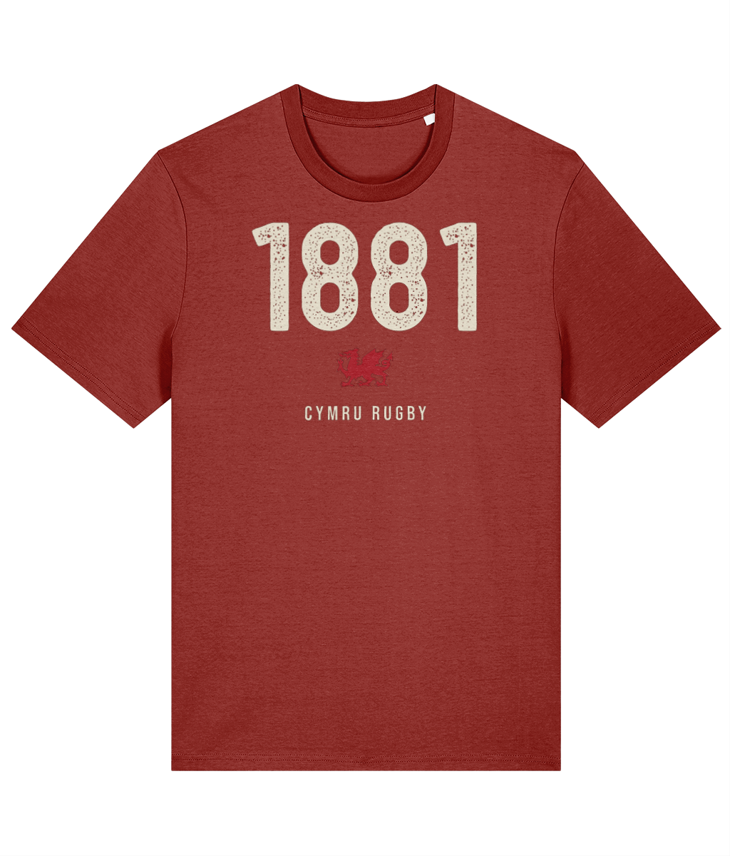 1881 Welsh Rugby T-Shirt in Earthy Red — Made in Cymru