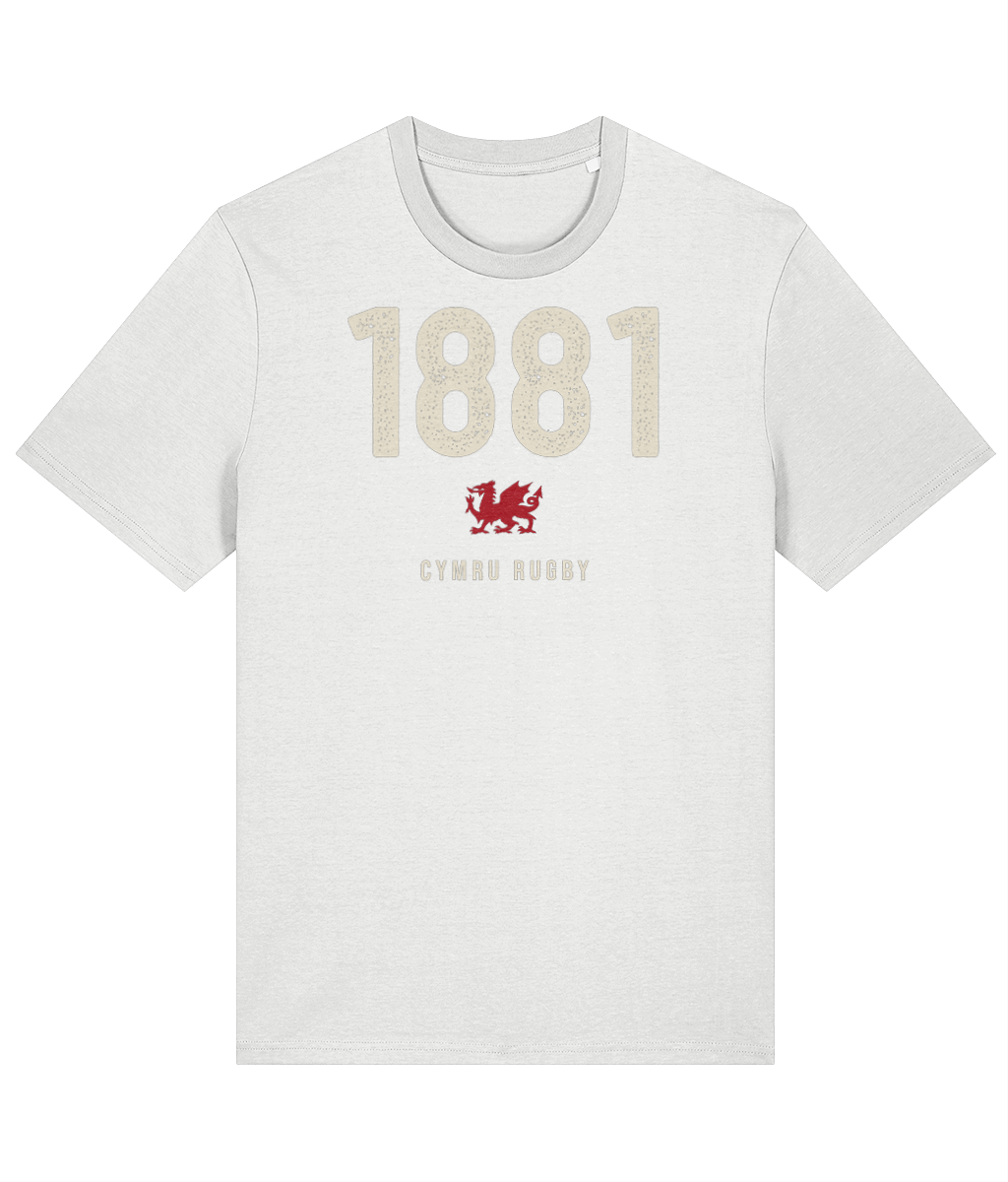 1881 Welsh Rugby T-Shirt in White — Made in Cymru