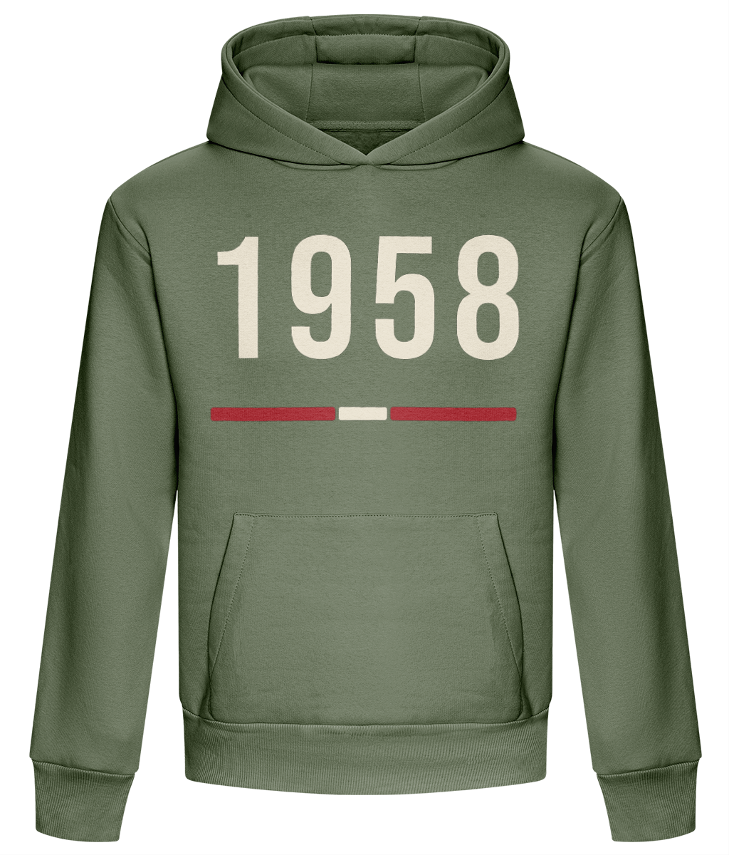 Made in Cymru 1958 Welsh hoodie in Earthy Green – organic cotton