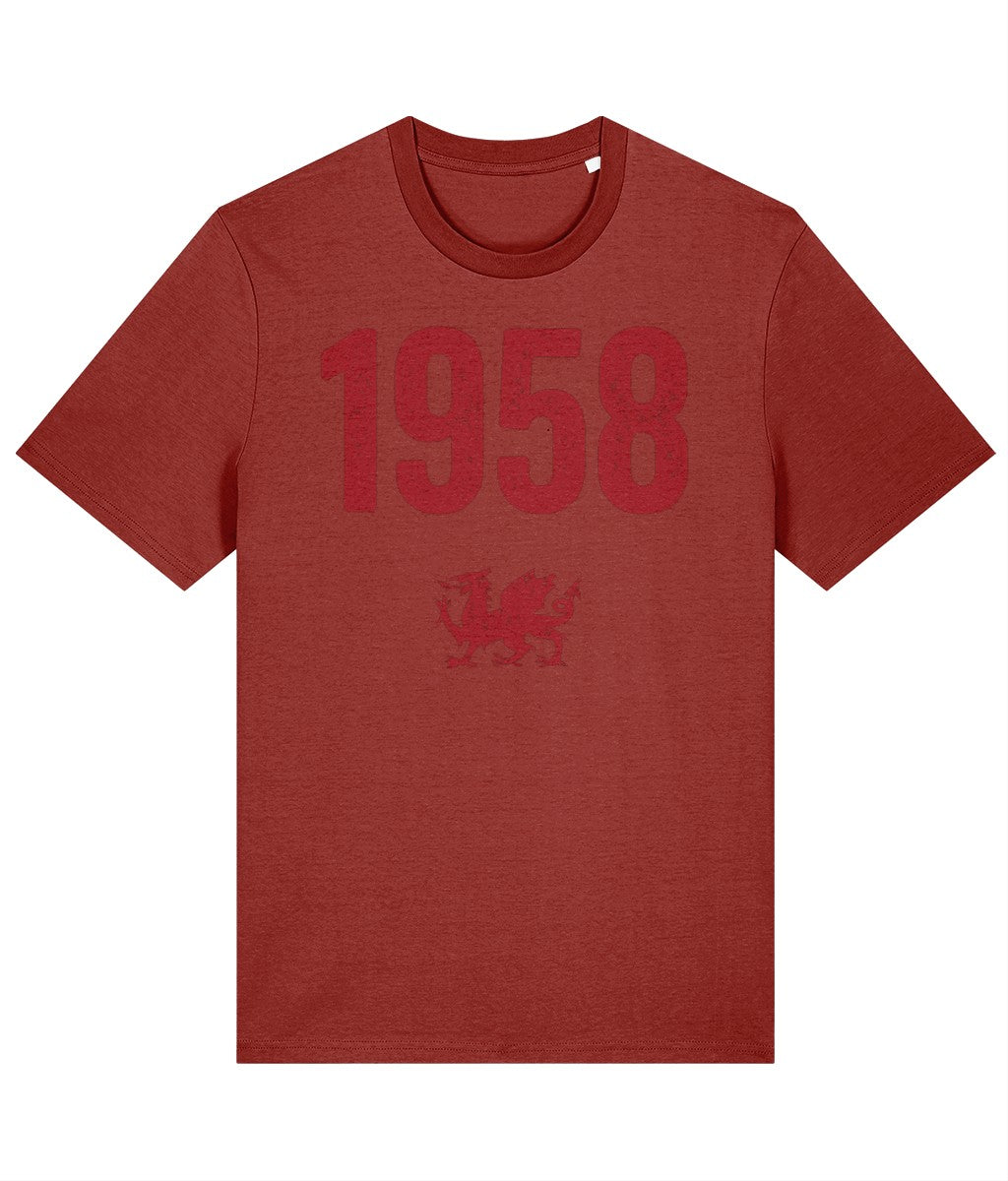 Made in Cymru 1958 Welsh T-shirt in Earthy Red – organic cotton