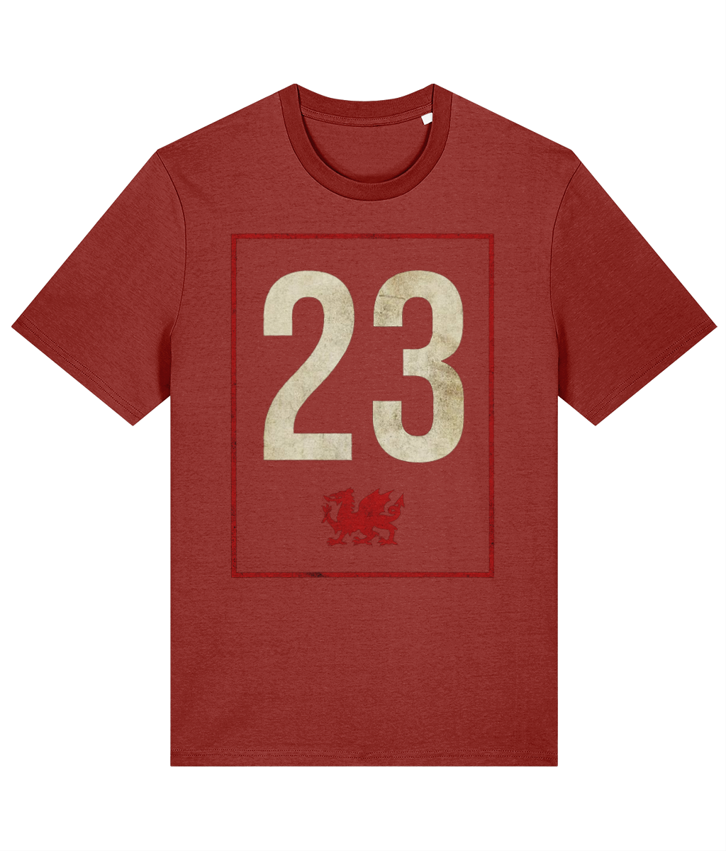 23 Welsh Rugby T-Shirt in Earthy Red — Made in Cymru