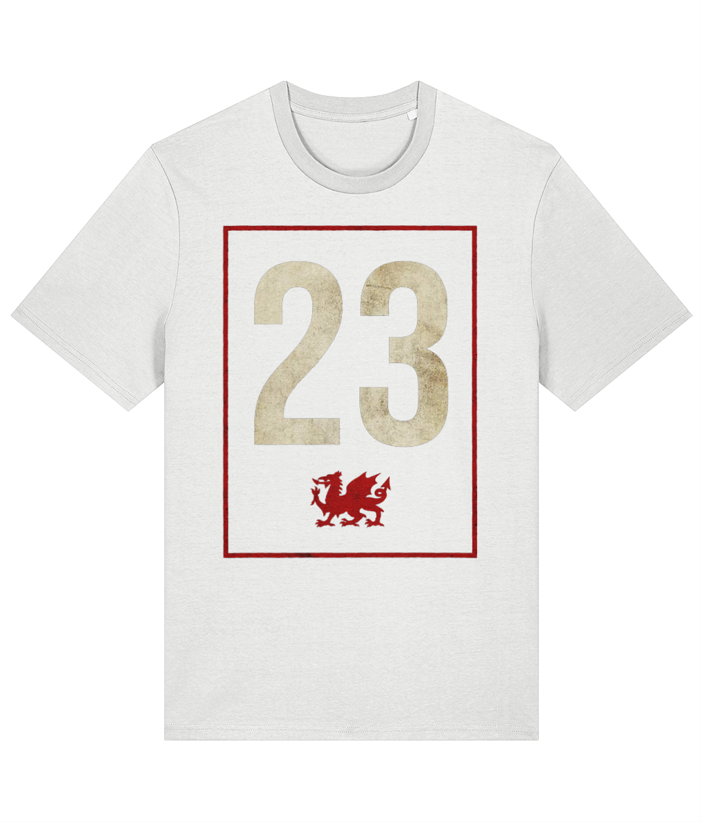23 Welsh Rugby T-Shirt in White — Made in Cymru
