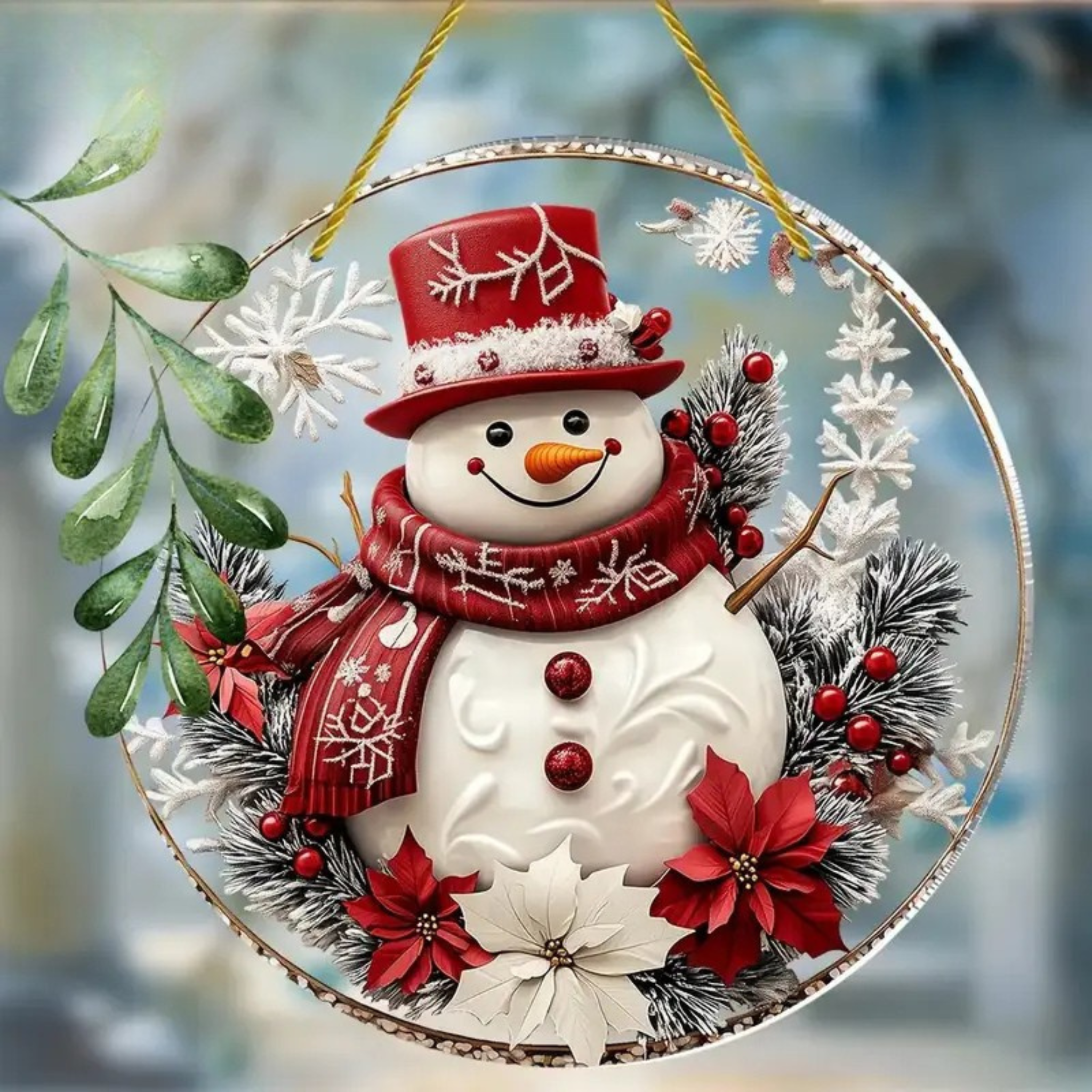 Snowman Christmas Suncatcher Acrylic Hanging Ornament
