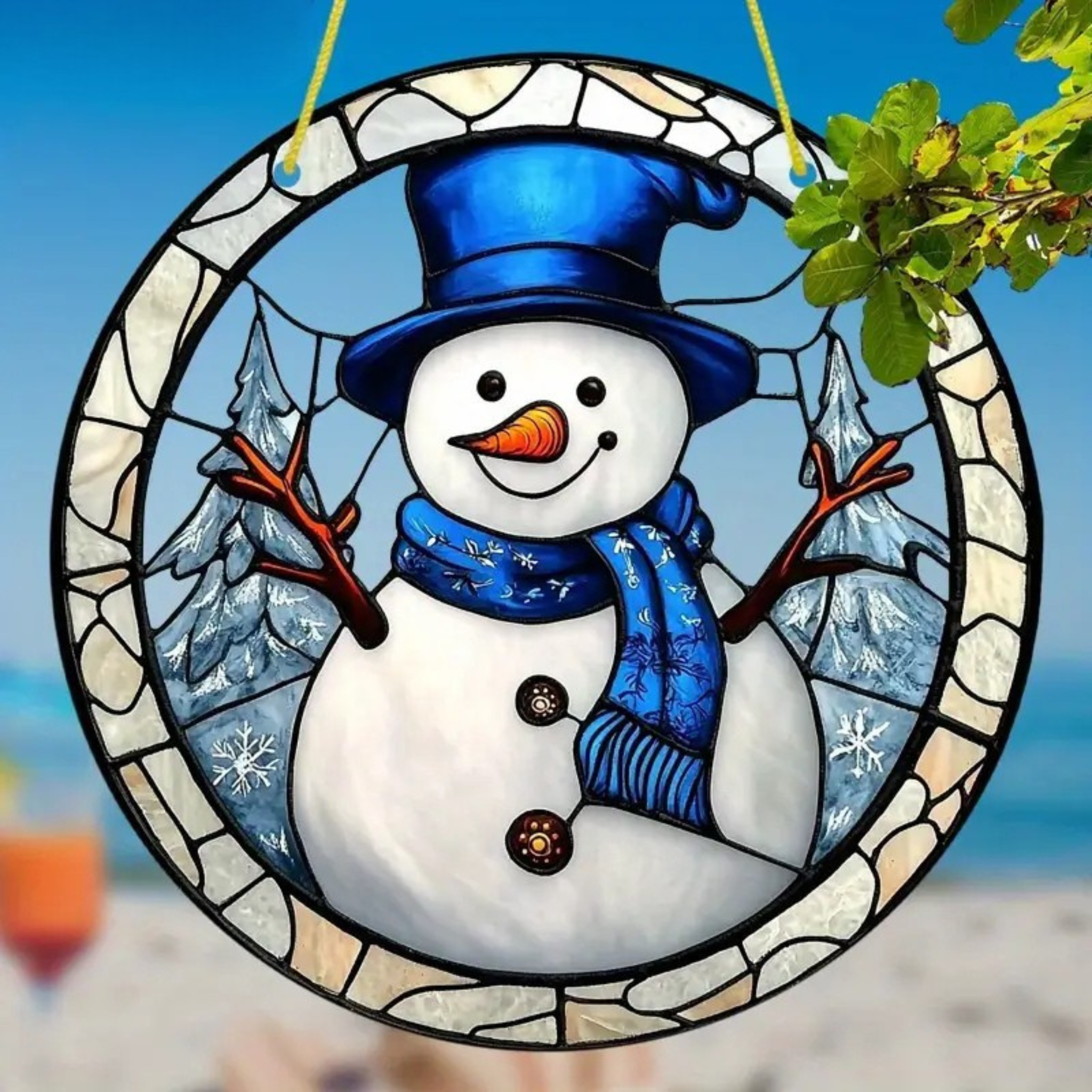 Frosty in Blue – Christmas Suncatcher