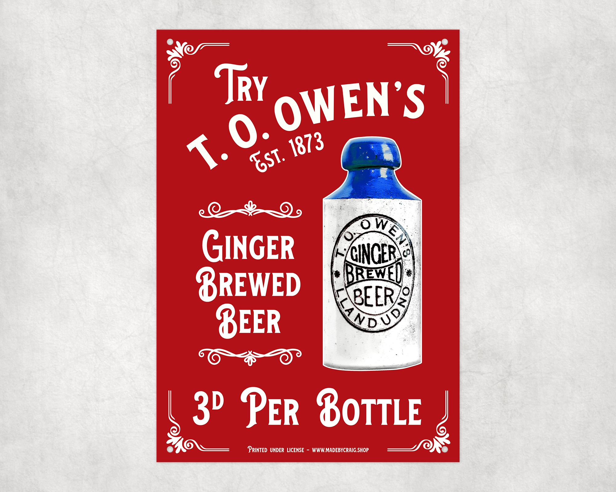 Llandudno T Owen Ginger Beer Metal Sign