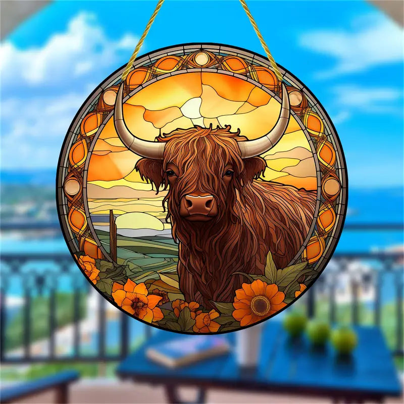 Highland Cow Suncatcher Acrylic Hanging Ornament