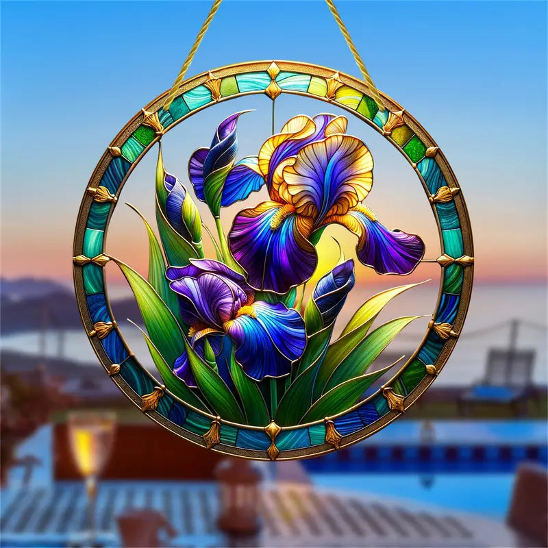 Irises Suncatcher Acrylic Hanging Ornament