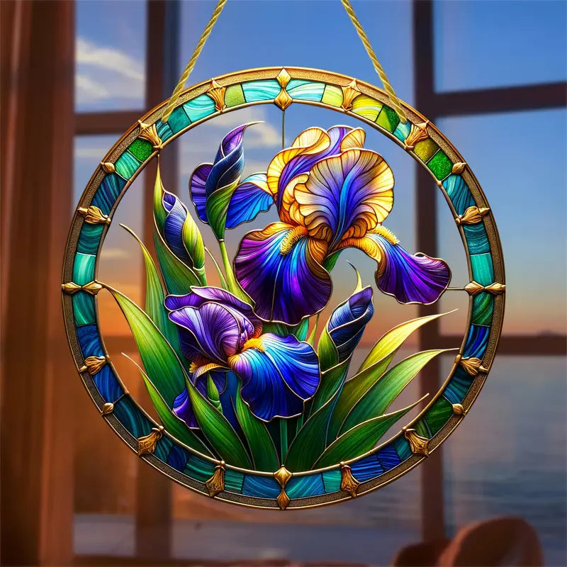 Irises Suncatcher Acrylic Hanging Ornament