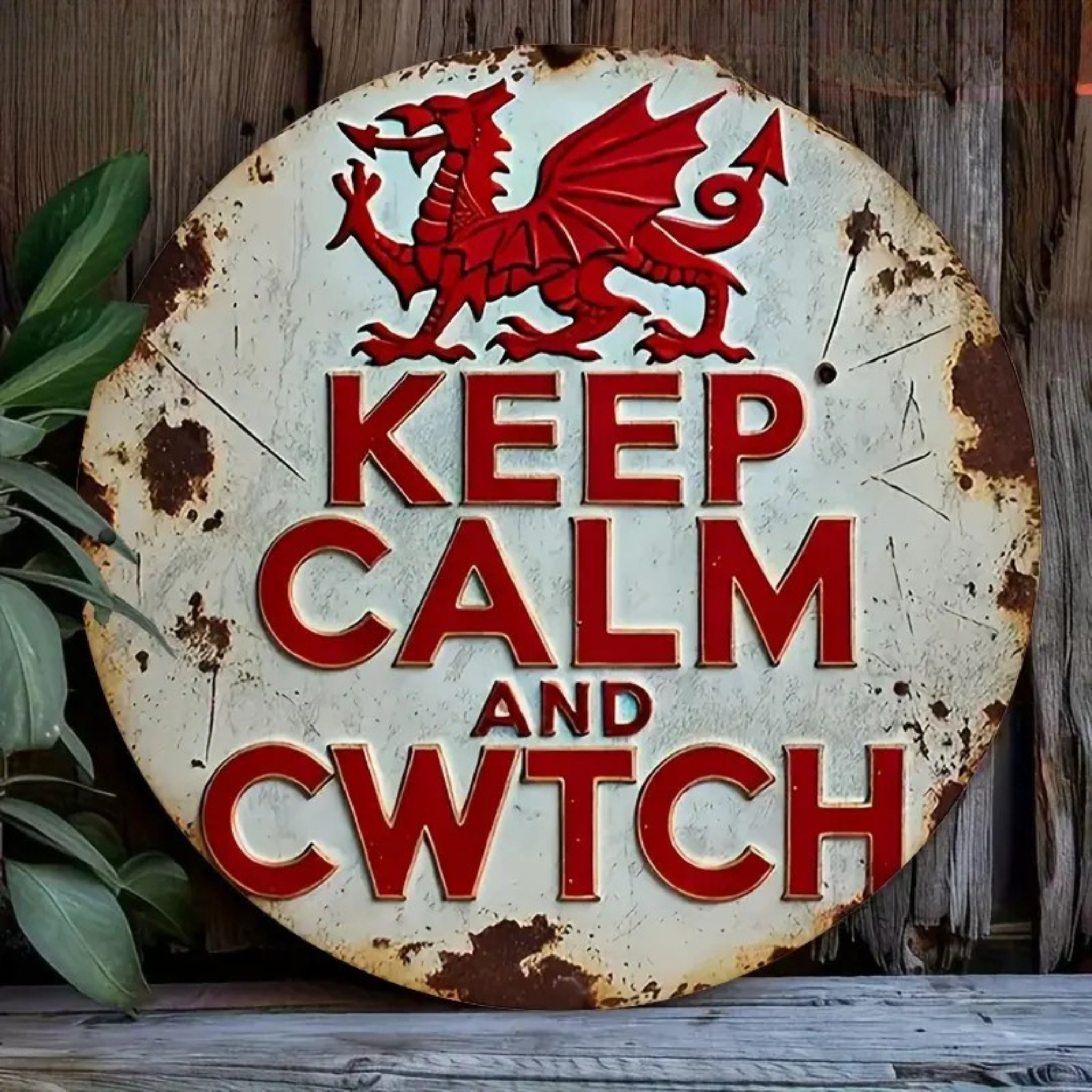 Keep Calm and Cwtch – Welsh Metal Sign