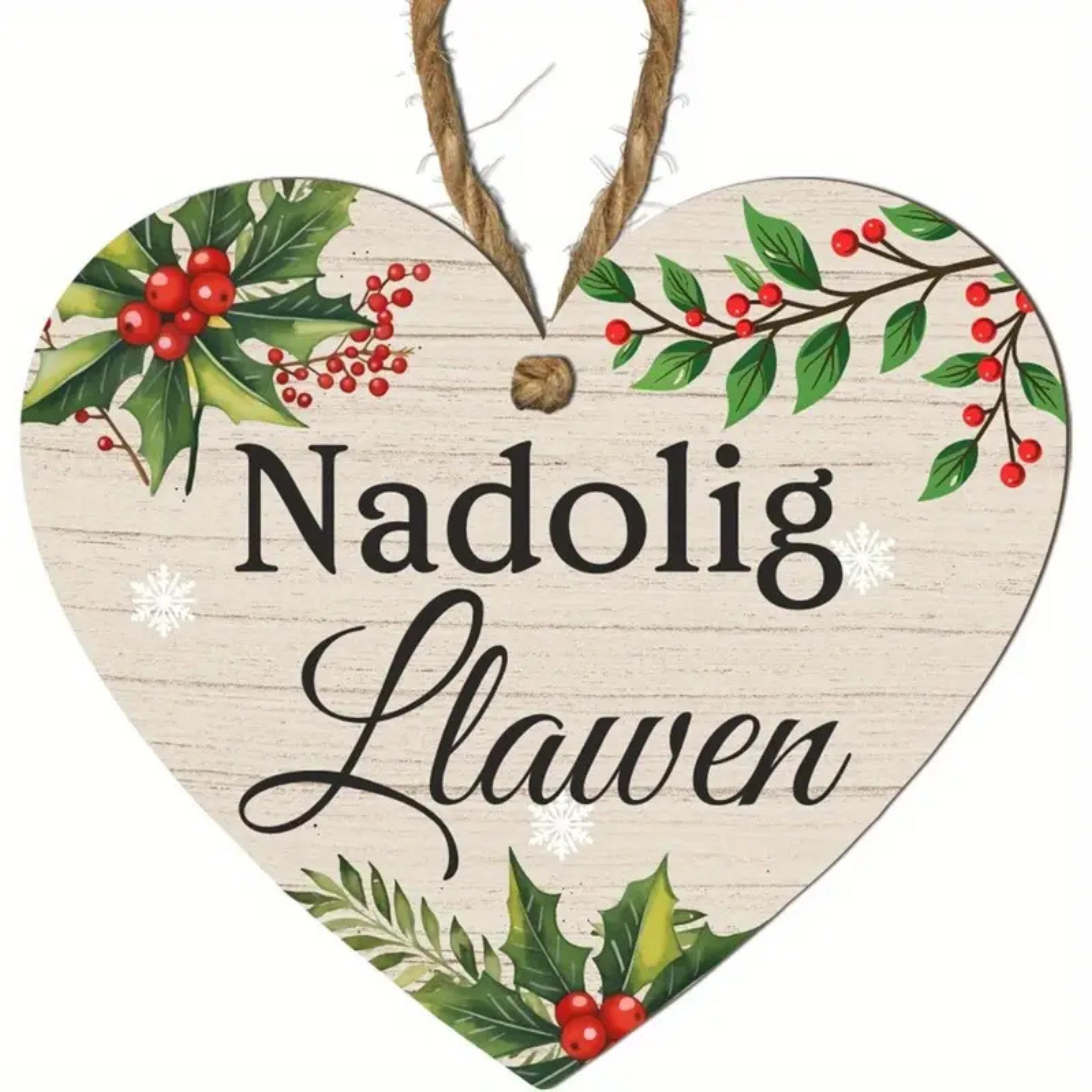 Nadolig Llawen Welsh Christmas Heart Sign