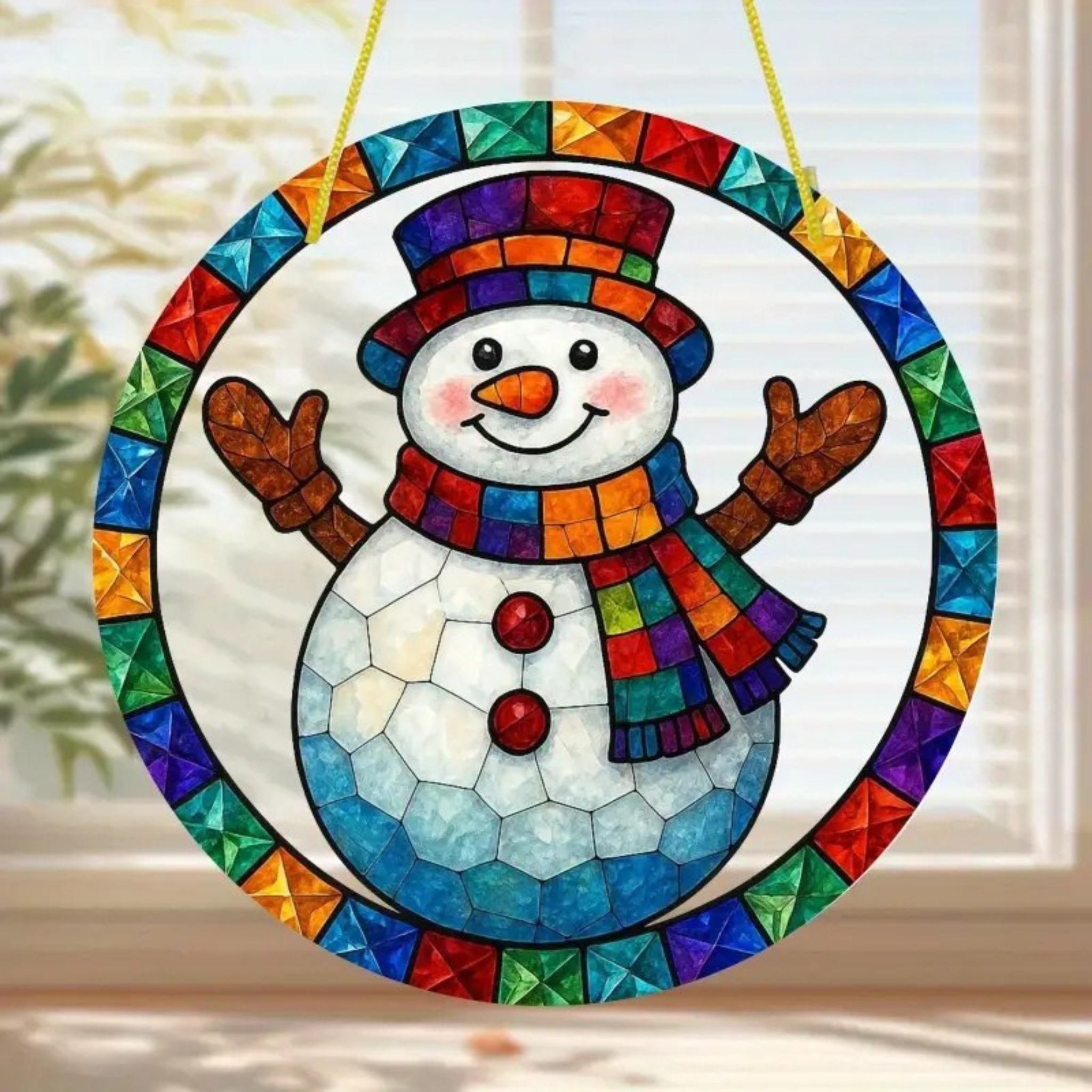 Rainbow Snowman Suncatcher Christmas Decoration