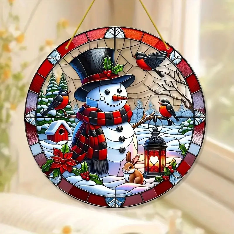 Christmas Snowman Suncatcher Acrylic Hanging Ornament