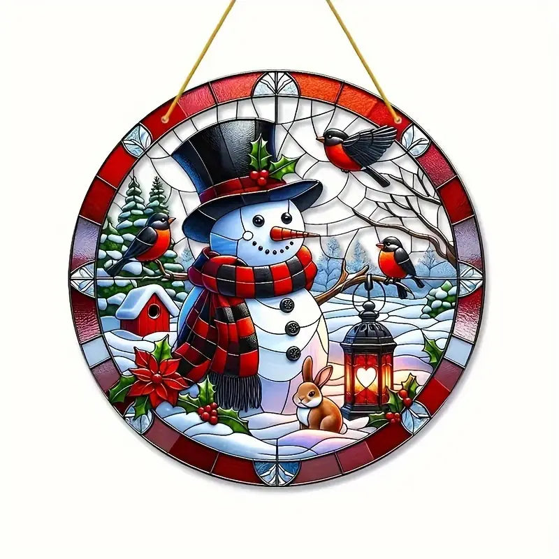 Christmas Snowman Suncatcher Acrylic Hanging Ornament