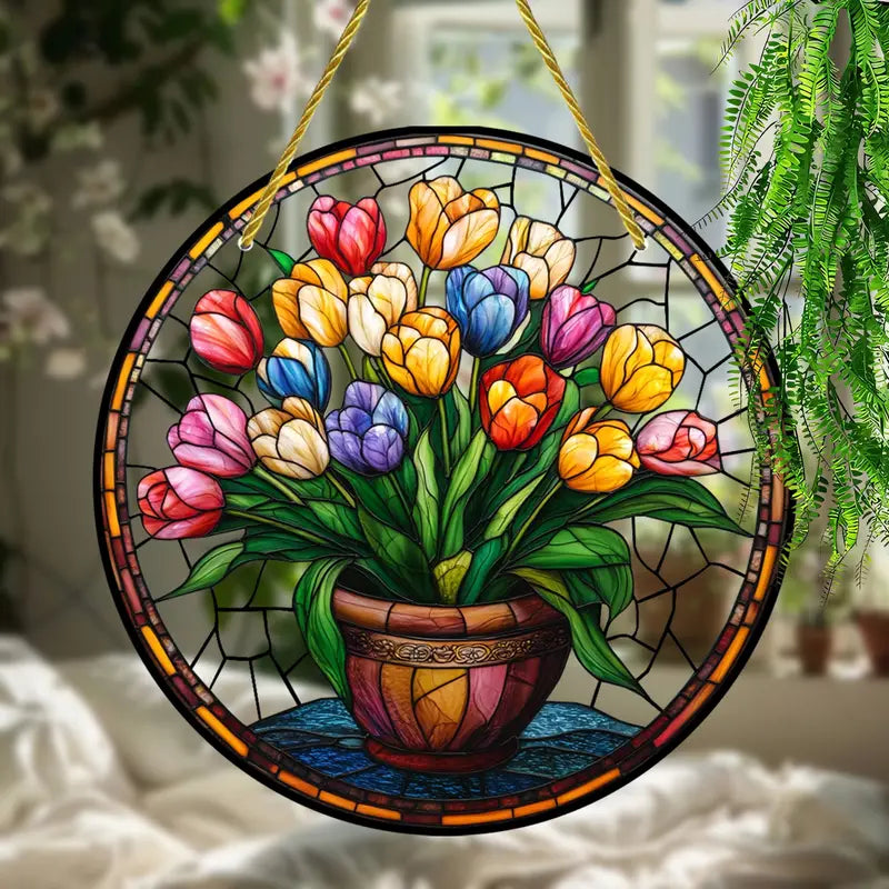Bunch of Tulips Suncatcher Acrylic Hanging Ornament