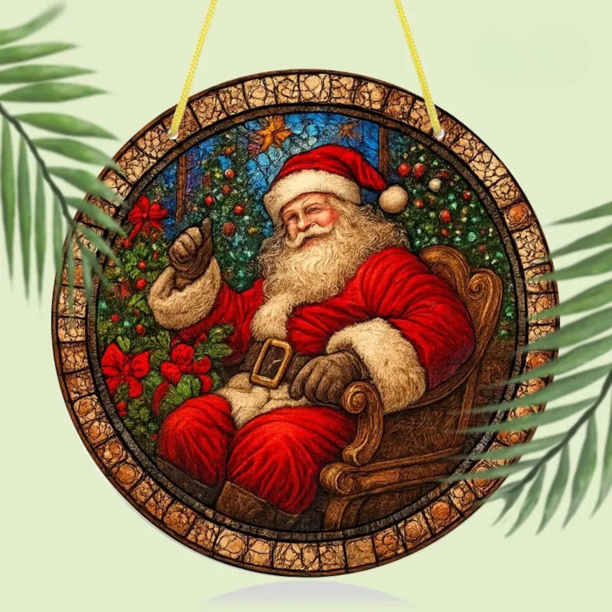 Vintage Santa Claus Suncatcher Christmas Decoration