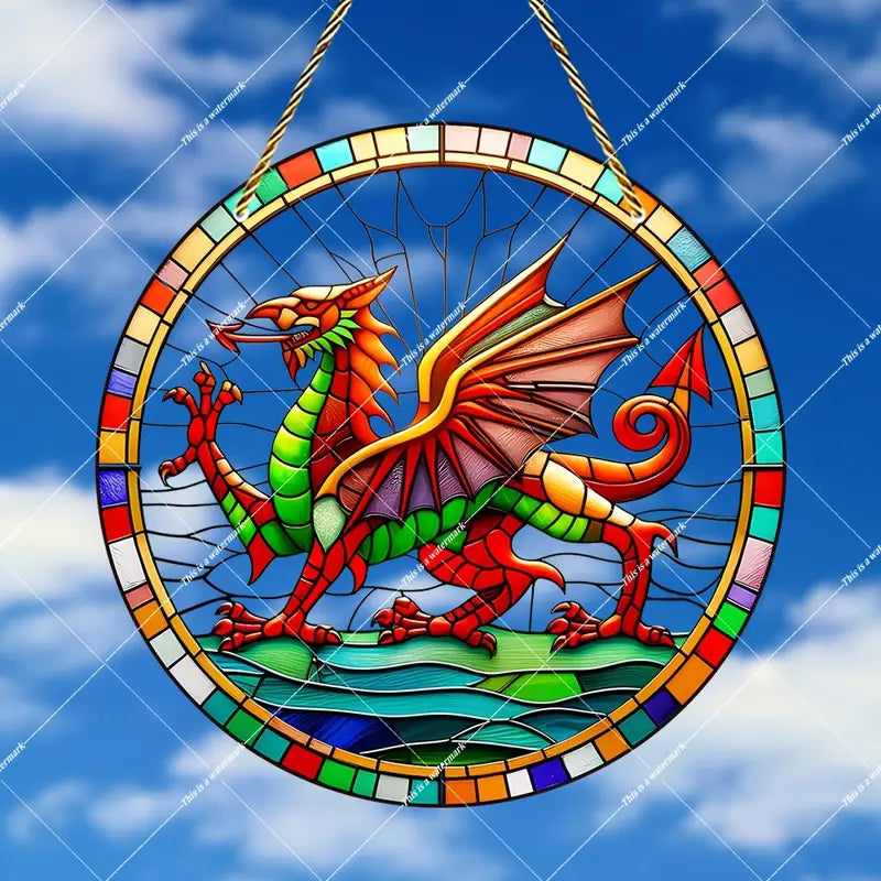 Welsh Dragon Acrylic Stained Glass Effect Suncatcher