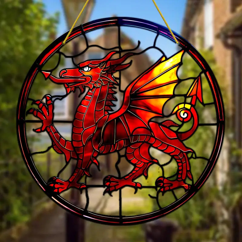 Welsh Red Dragon Acrylic Stained Glass Effect Suncatcher