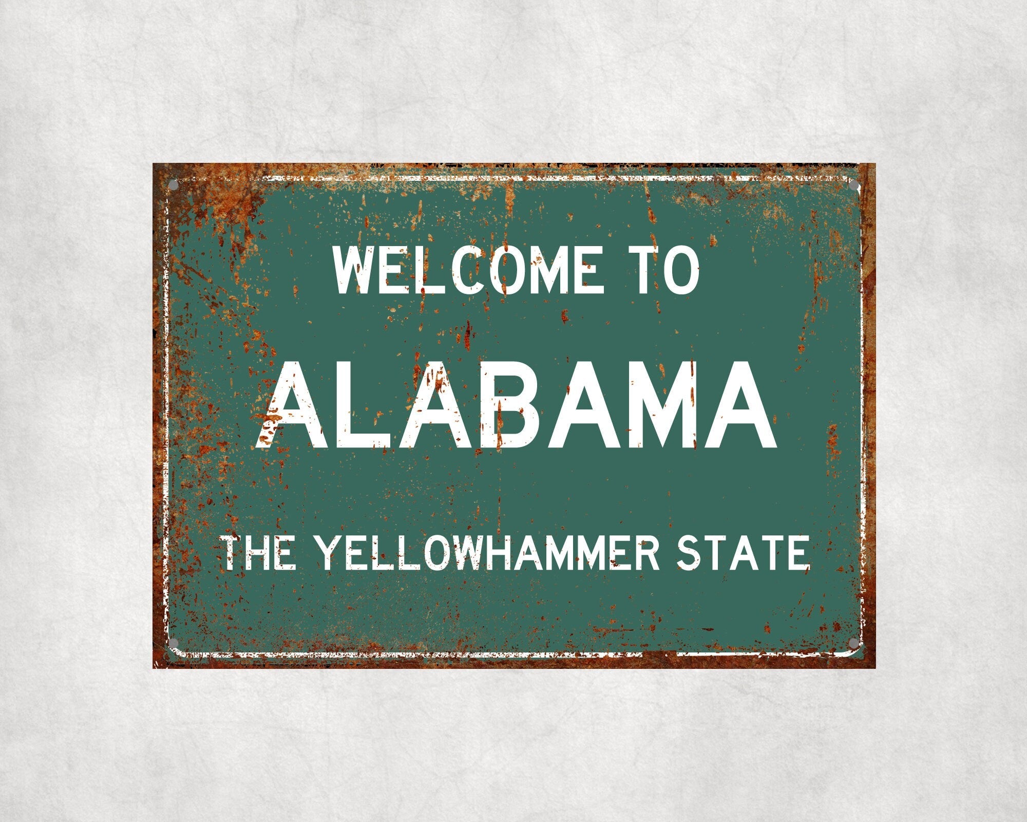 Welcome to ALABAMA Sign, Alabama Metal Sign, Alabama Gift, Montana Gifts, Alabama Souvenir, Alabama Yellowhammer State