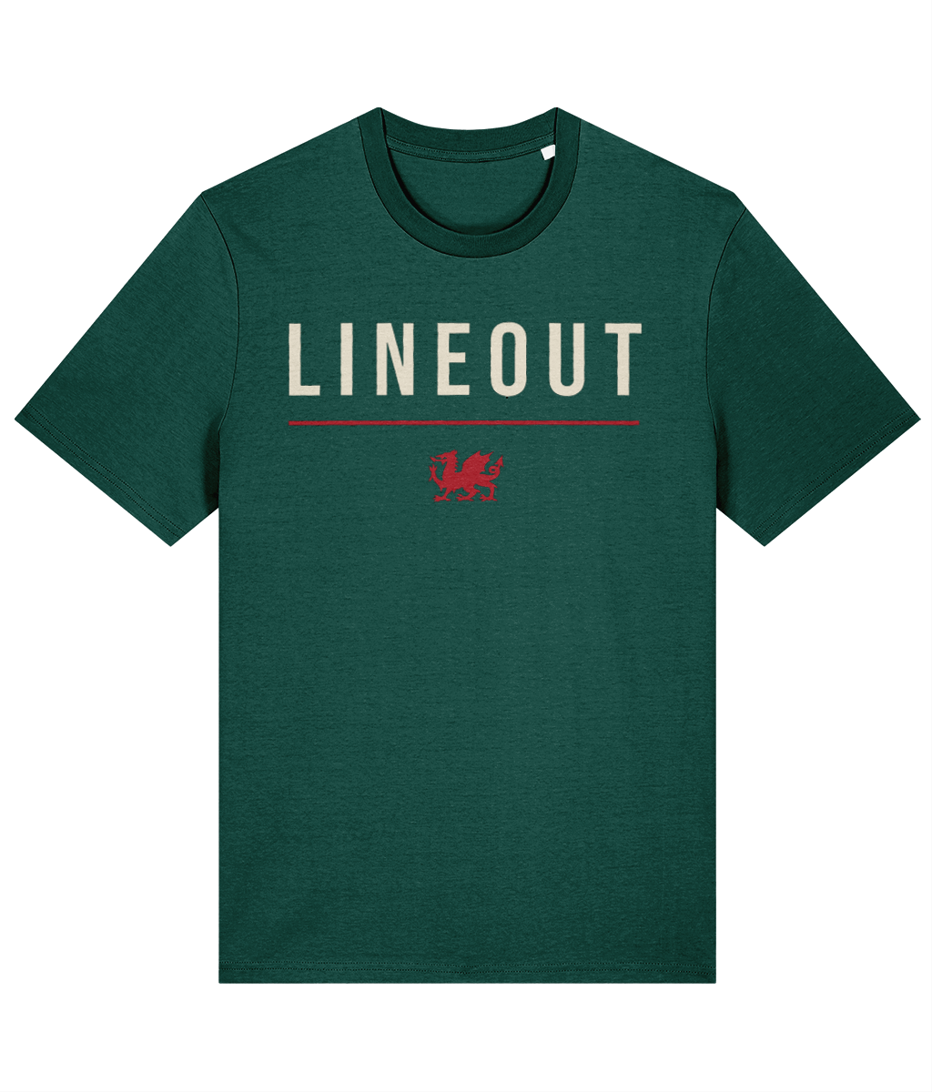 Lineout Welsh Rugby T-Shirt in Glazed Green — Made in Cymru