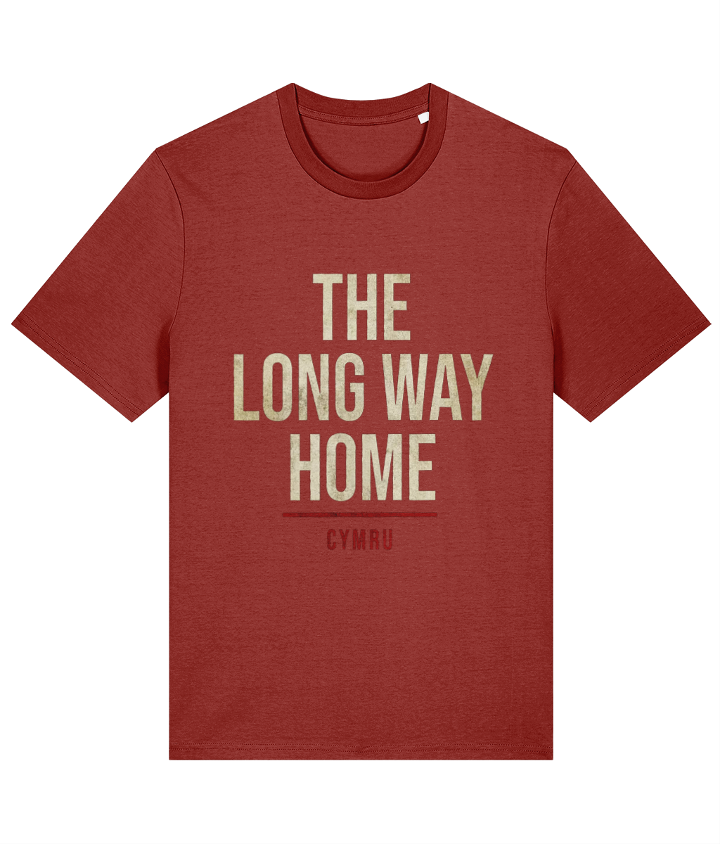 Made in Cymru Long Way Home Welsh T-Shirt in Earthy Red – organic cotton