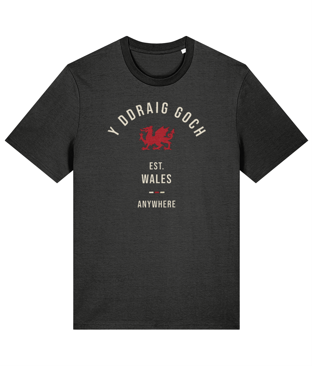 Made in Cymru Y Ddraig Goch Welsh T-Shirt in Dark Heather Grey