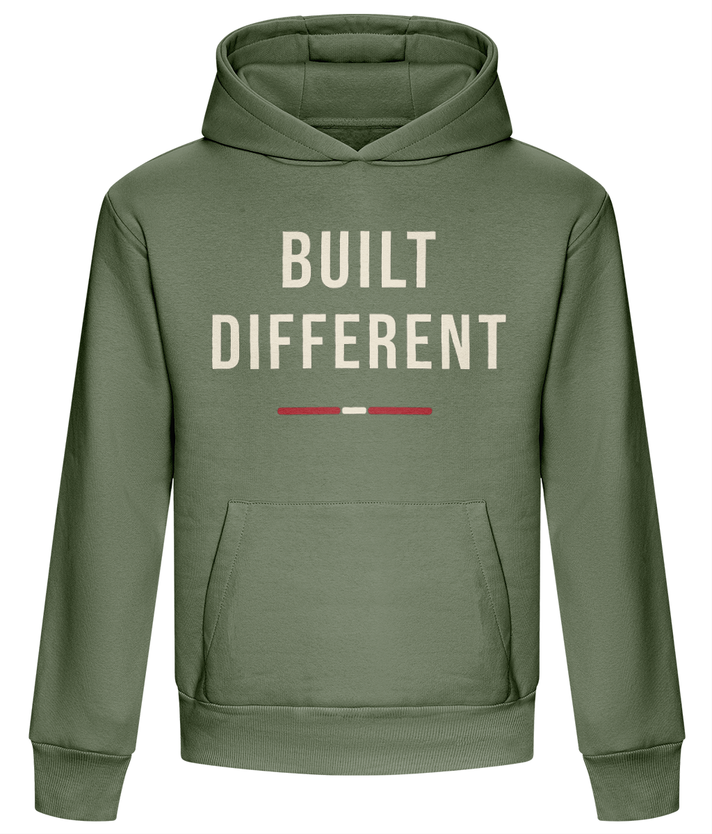 Made in Cymru Welsh organic cotton hoodie – front print mockup