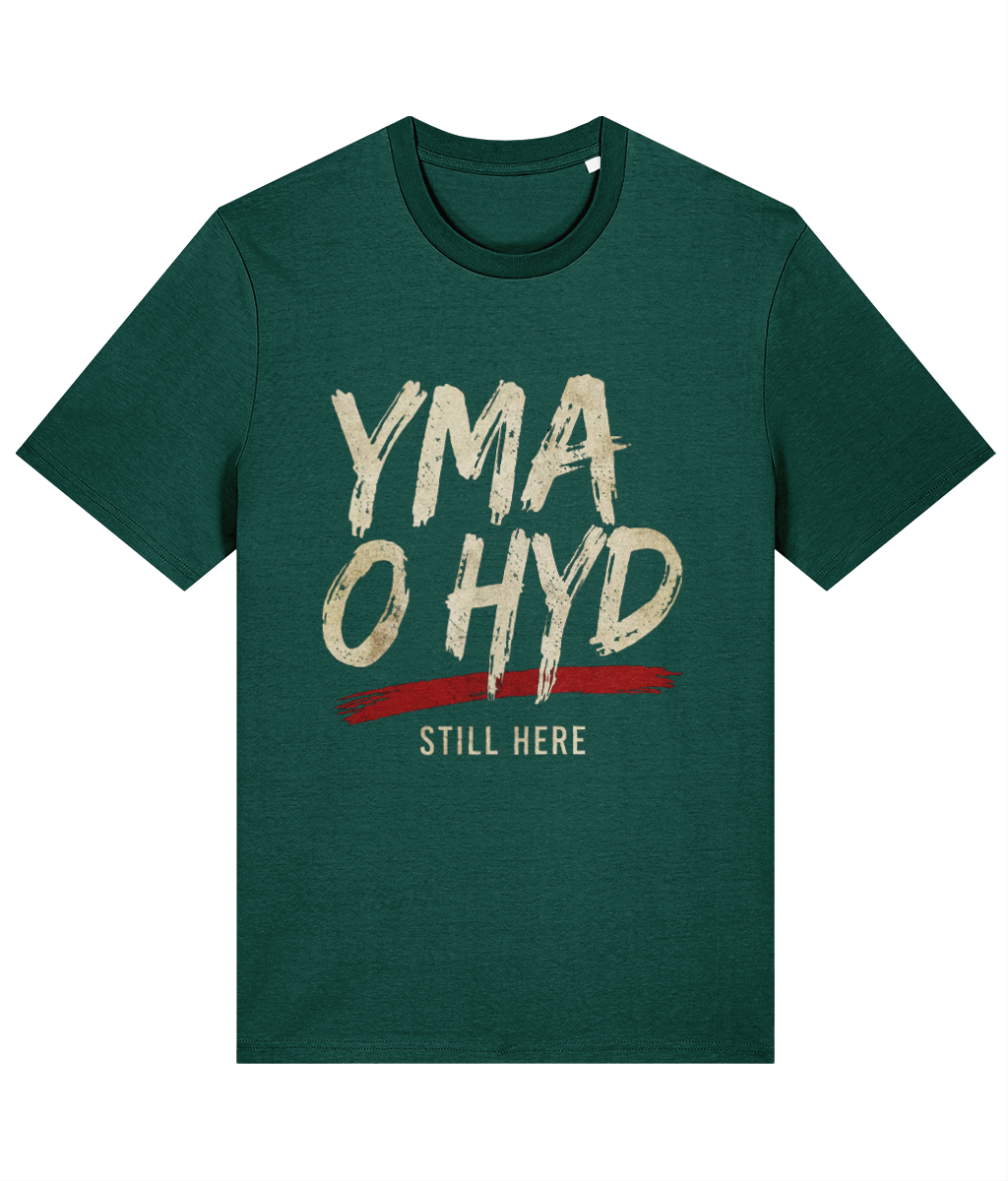 Made in Cymru Yma O Hyd Welsh T-Shirt in Glazed Green – organic cotton