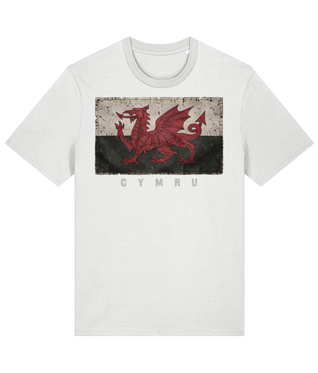 Made in Cymru Baner Cymru Welsh T-Shirt in White