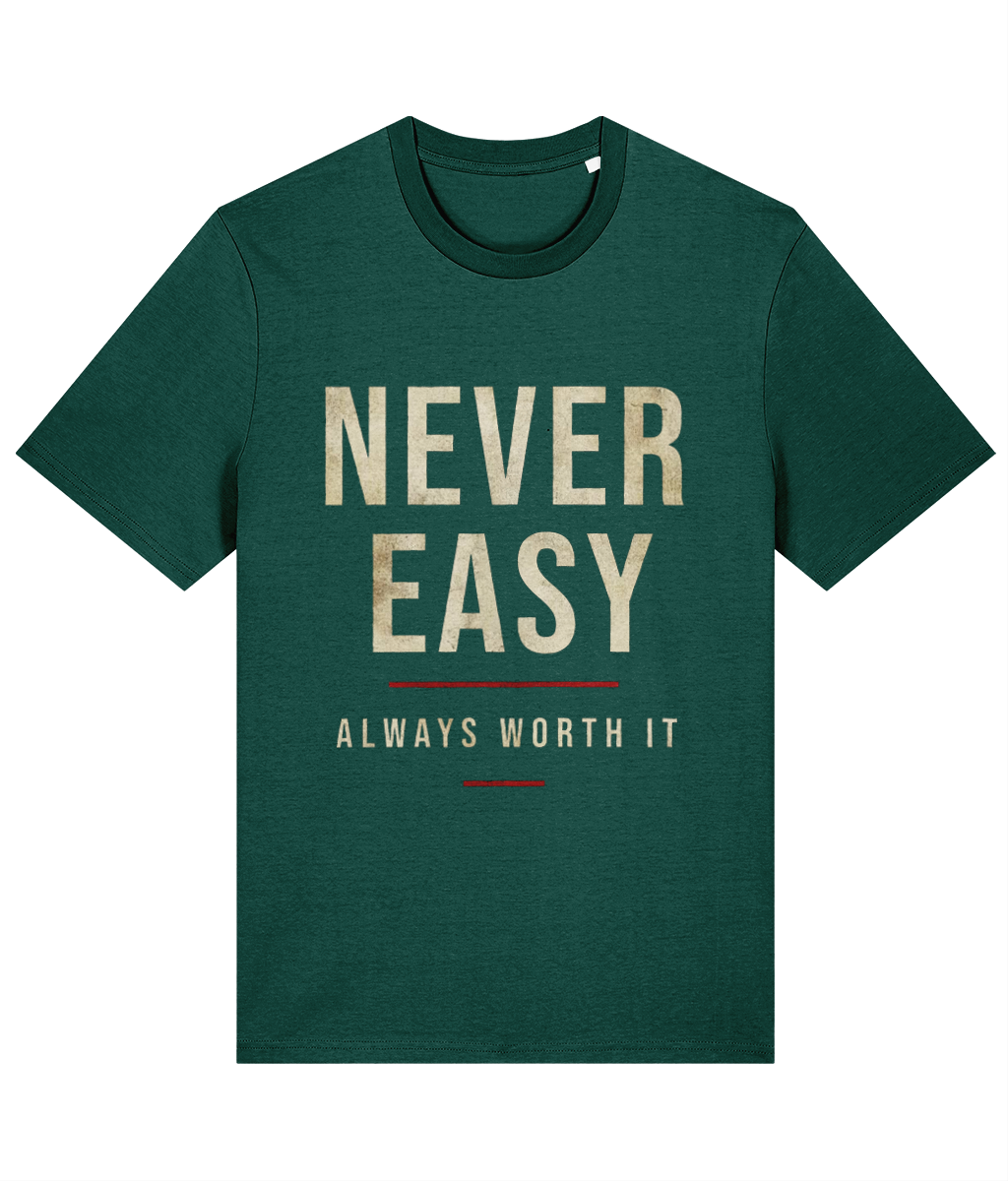 Never Easy Welsh Rugby T-Shirt in Glazed Green — Made in Cymru