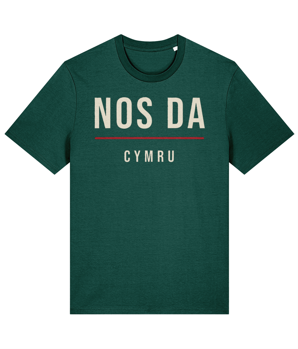 Made in Cymru Nos Da Welsh T-Shirt in Glazed Green