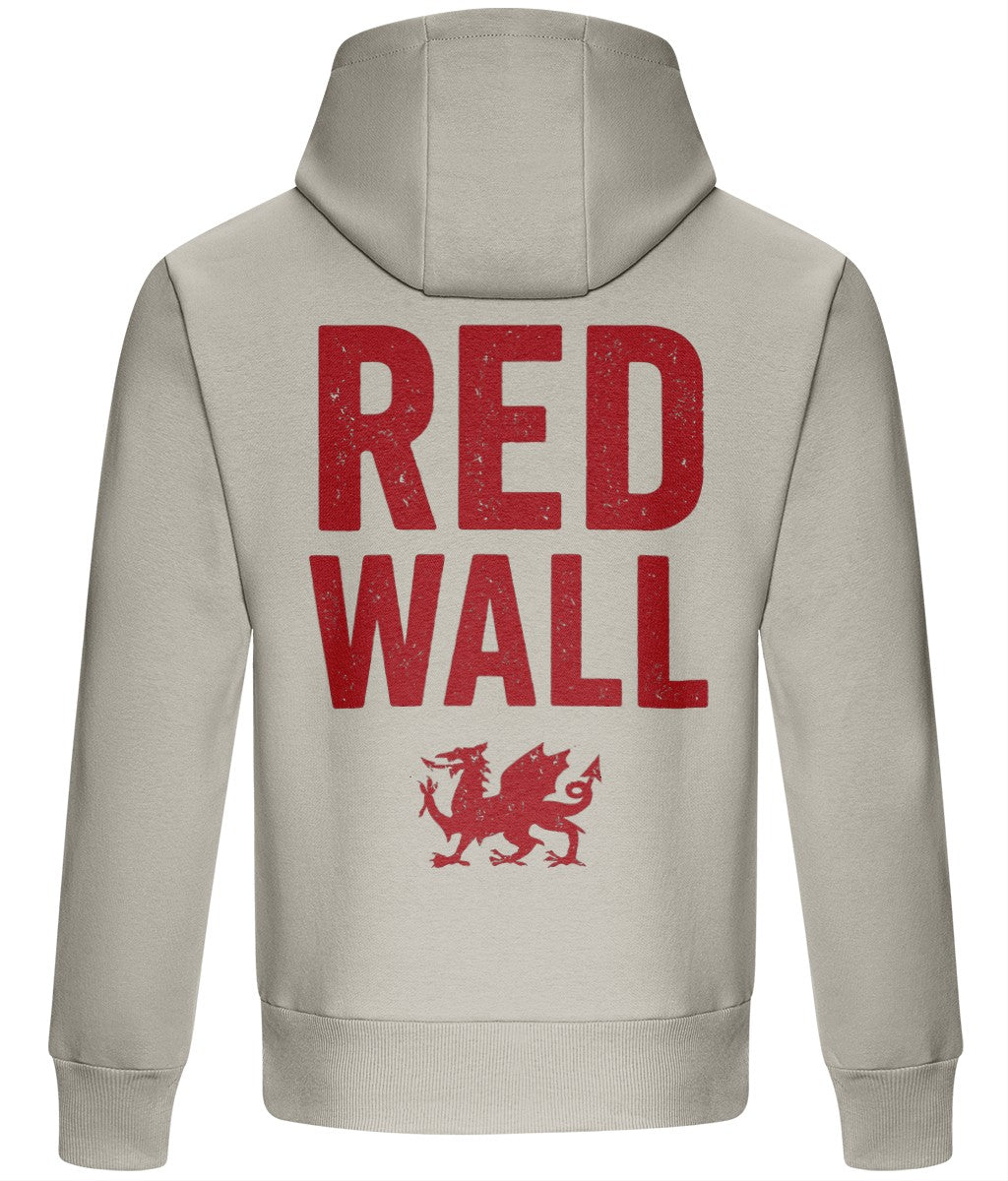 Made in Cymru Red Wall Dragon Welsh hoodie in Natural Stone – organic cotton
