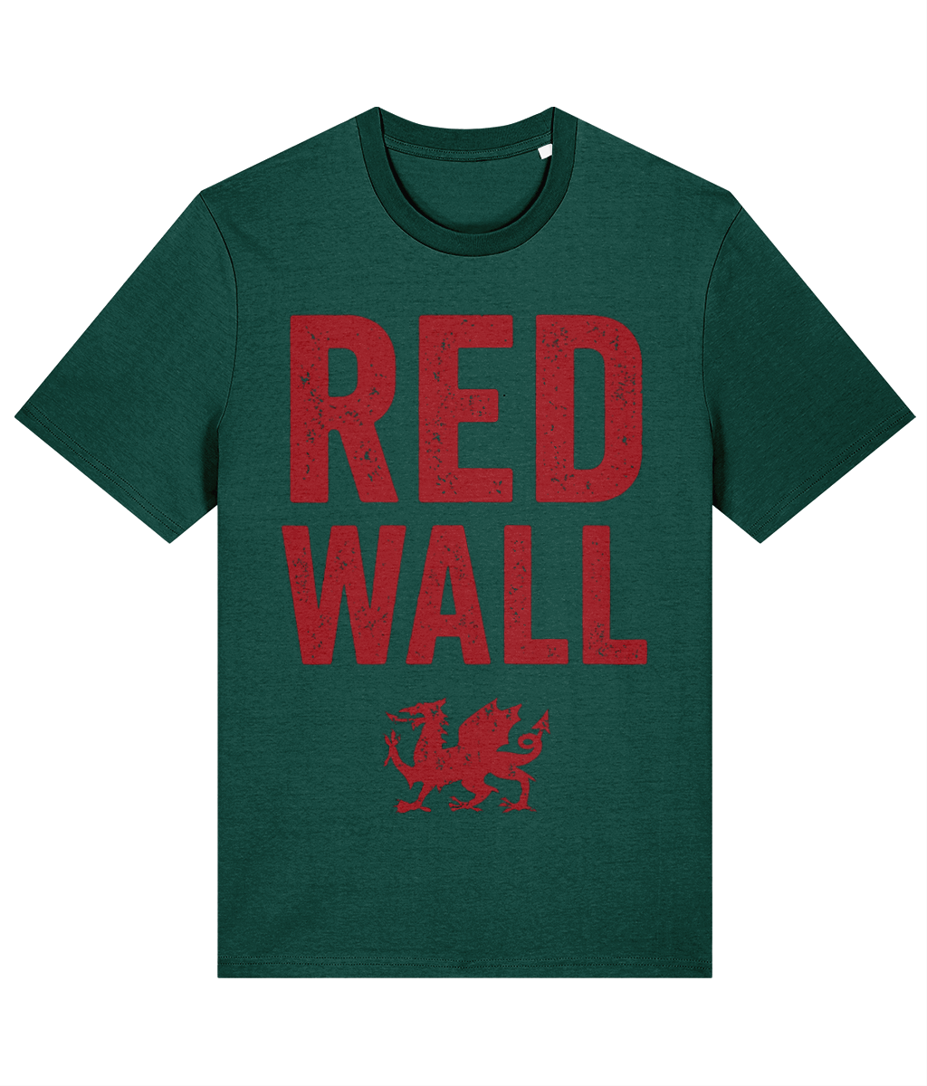 Made in Cymru Red Wall Dragon Welsh T-Shirt in Glazed Green