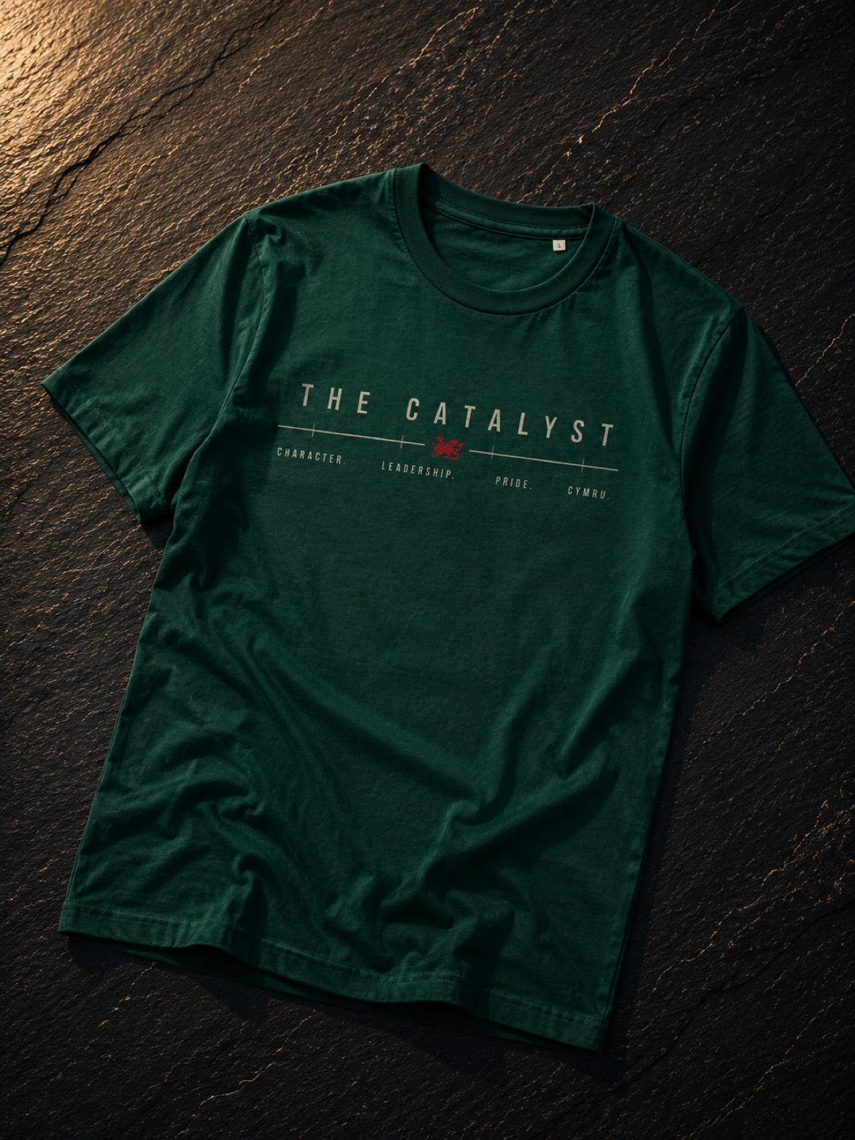 The Catalyst Welsh t-shirt in forest green, Gary Speed tribute, Made in Cymru