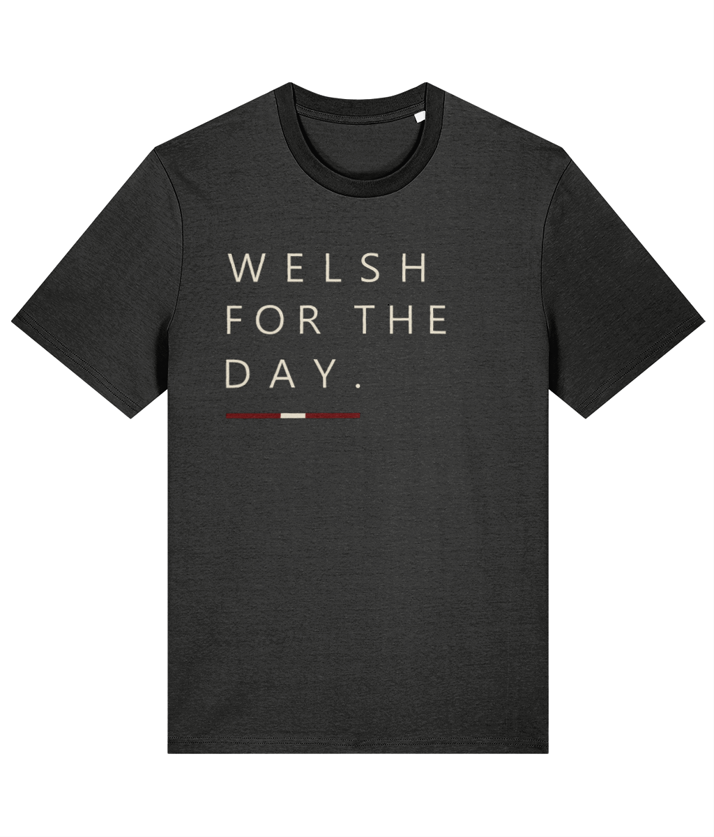 Welsh For The Day T-shirt, dark heather grey, Made in Cymru