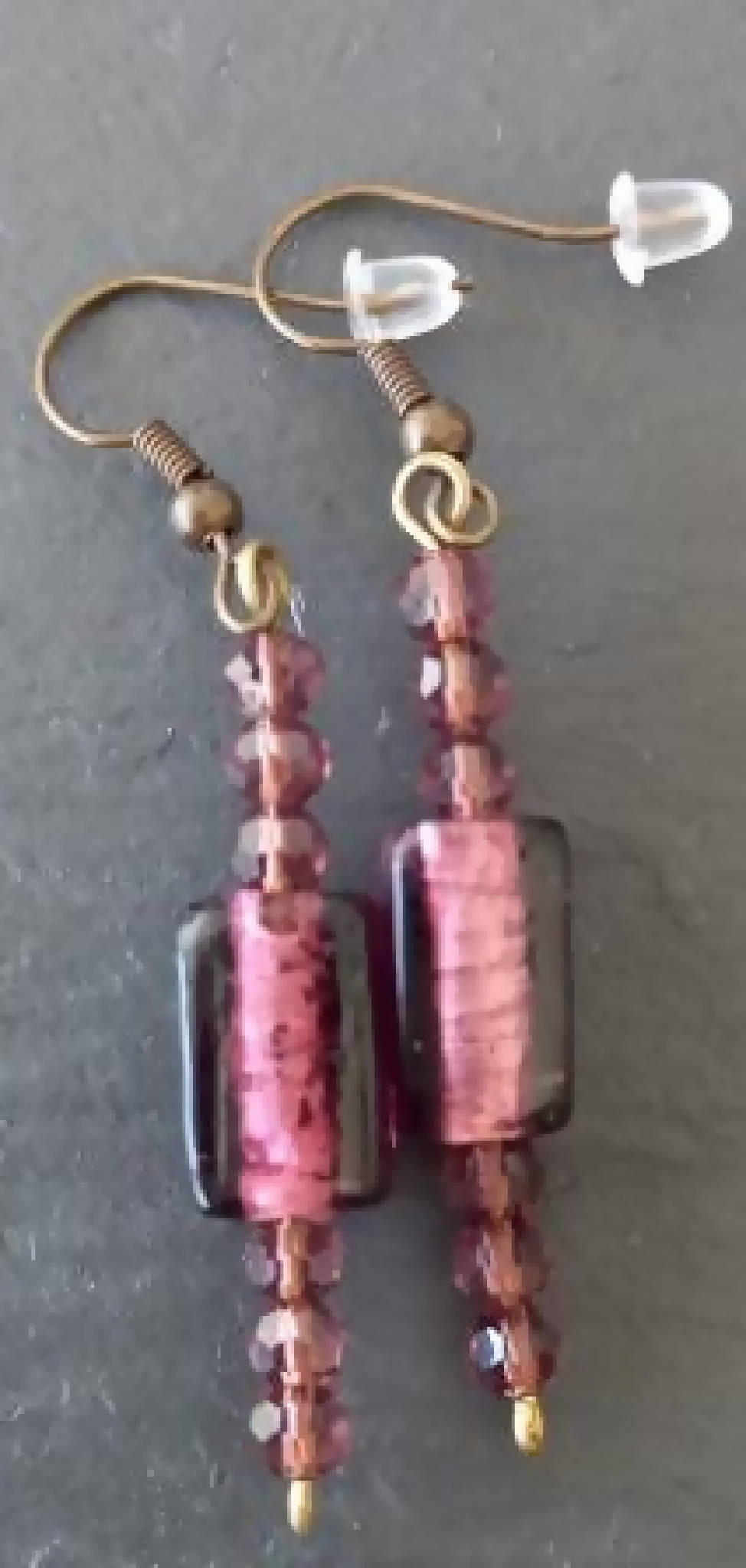 Earrings - Burgundy Pink Purple Glass Beads