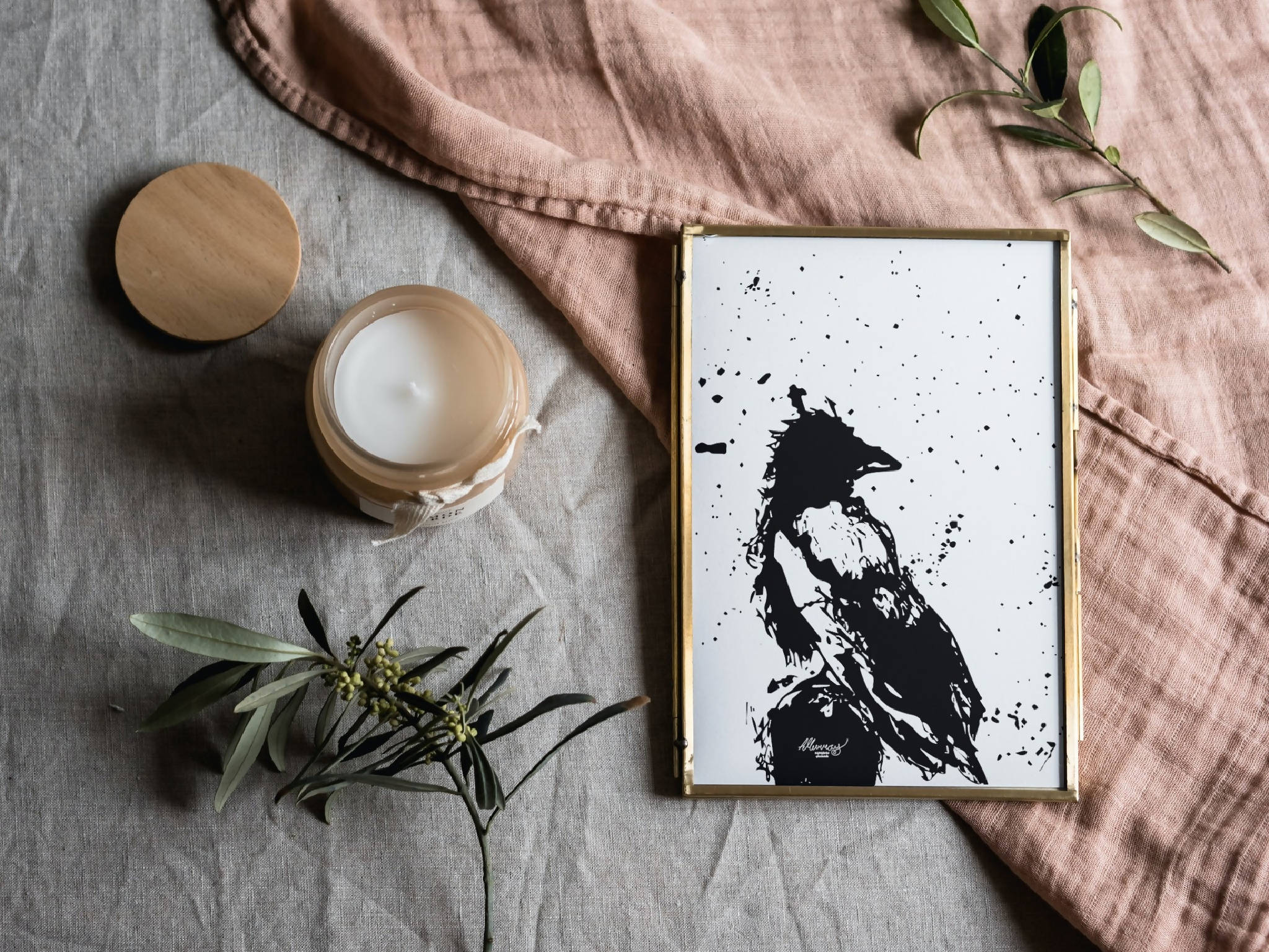 Perched Crow Print | Halloween Decoration | Pen and Ink Digital Art Print | Christmas Gift Ideas