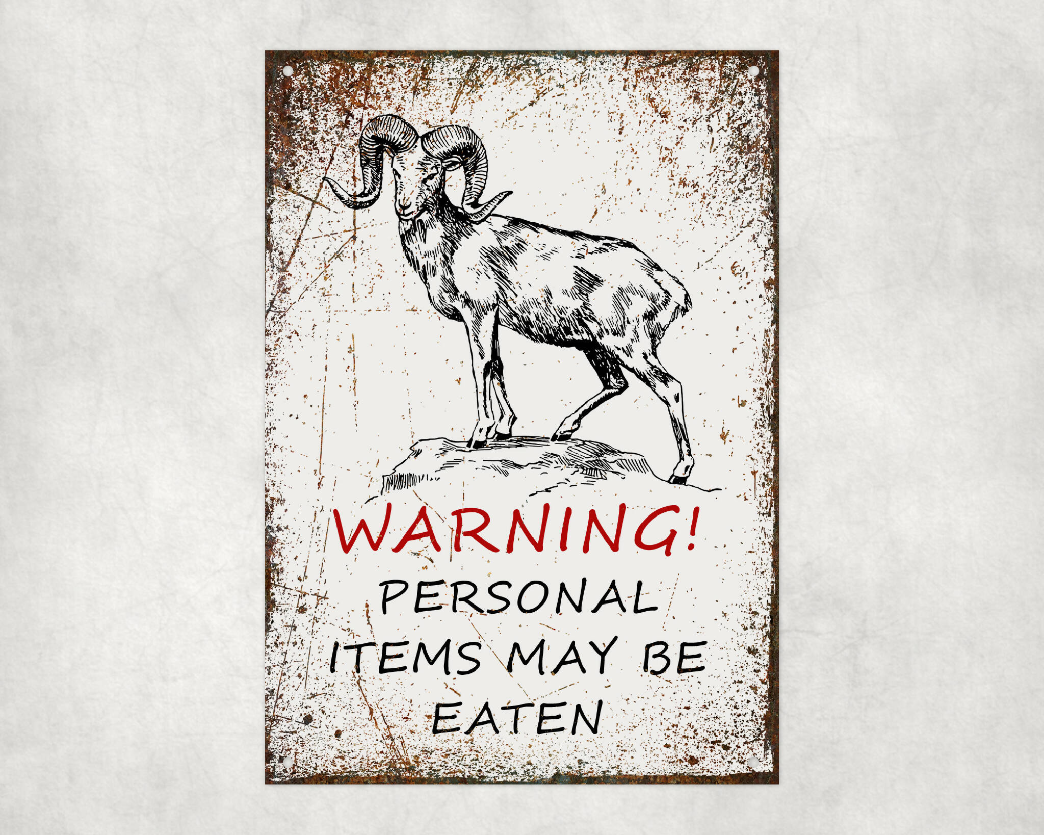 Funny Metal Signs | Personal Items May Be Eaten | Man Cave | Garden | Shed | Wall Plaque | Toilet Humour