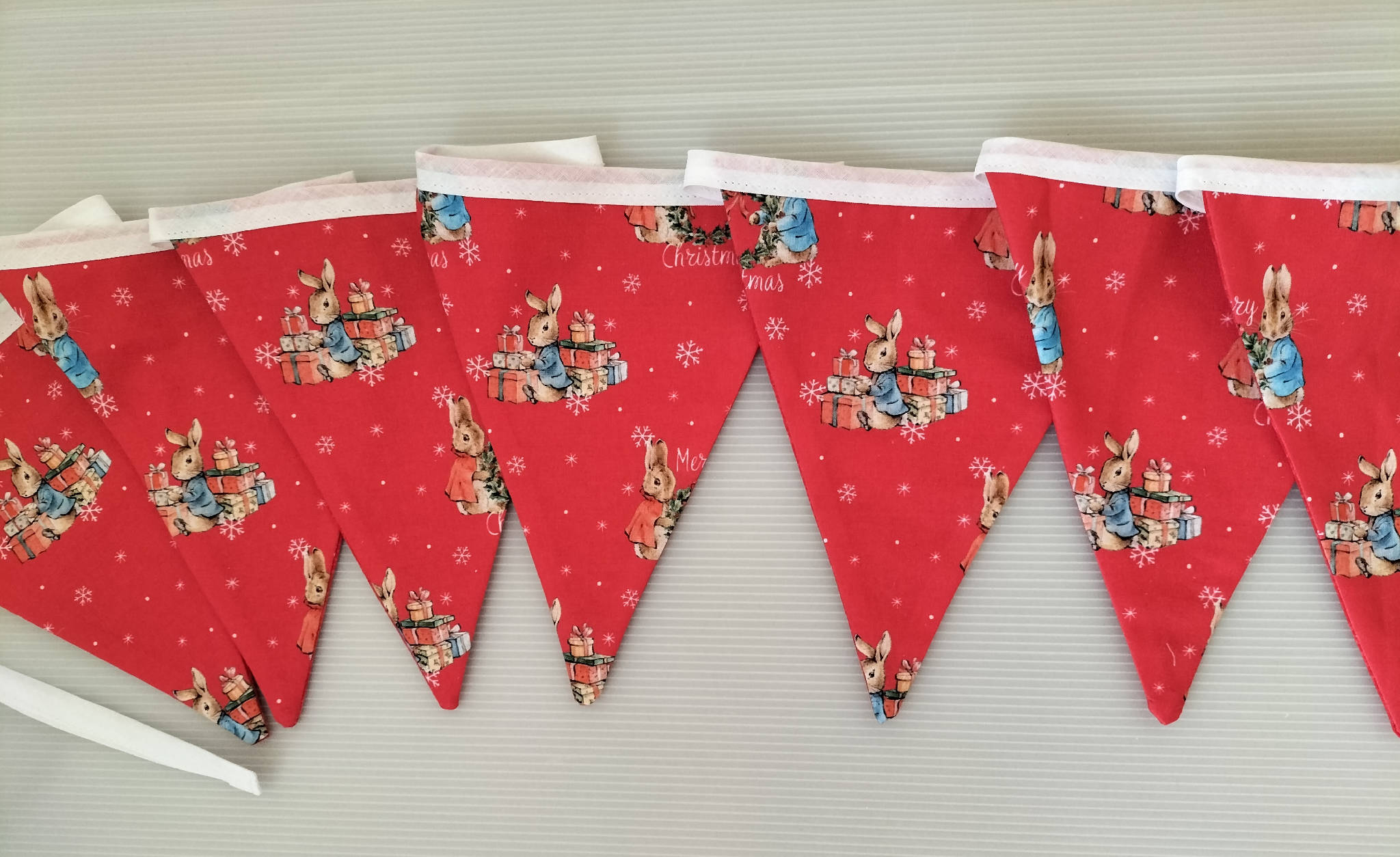 Peter Rabbit red Christmas bunting