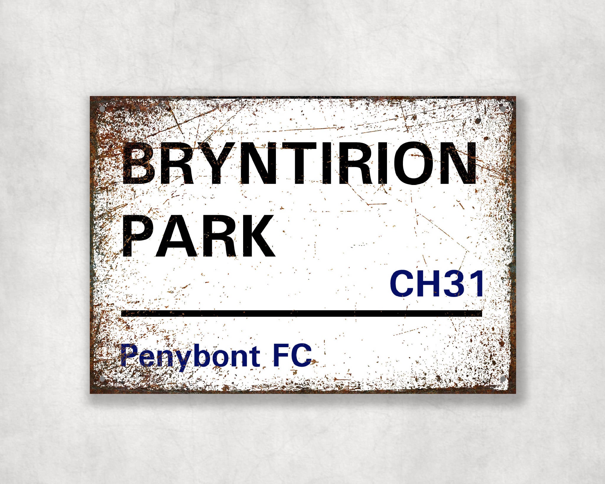 Bryntirion Park - Penybont FC aluminium printed metal street sign - gift, keepsake, football gift