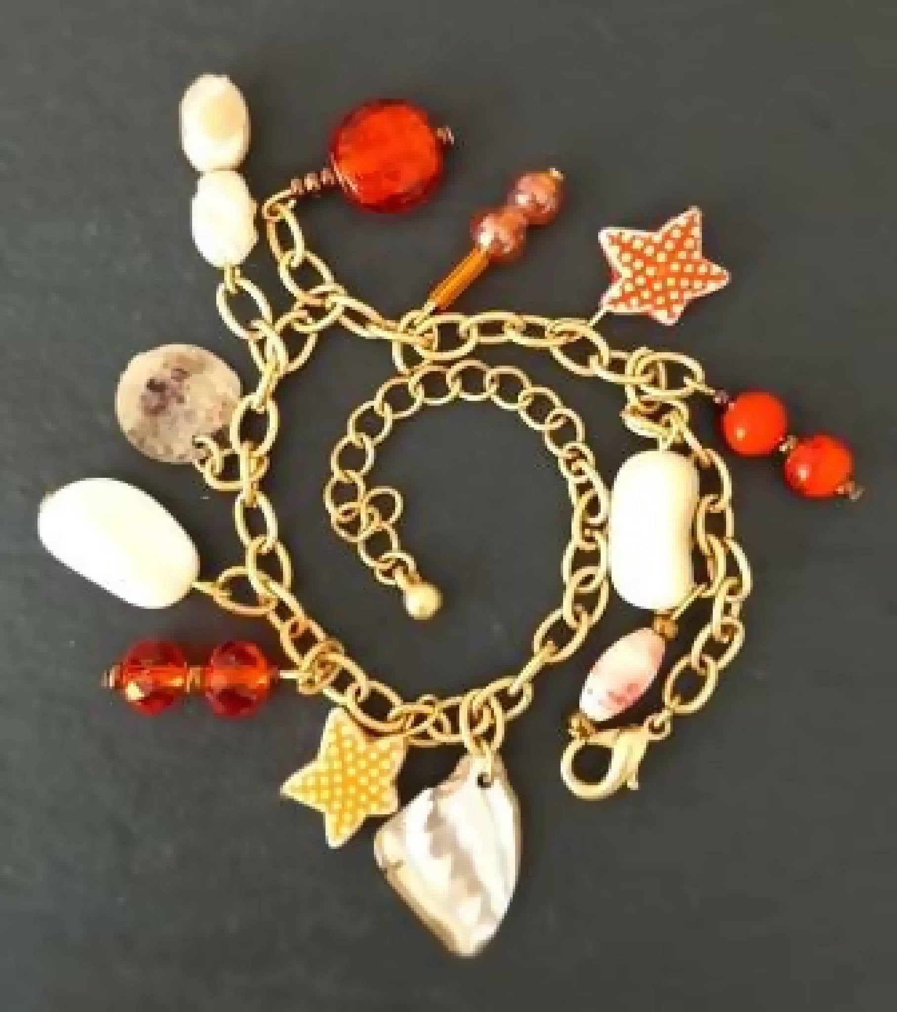 Charm Bracelet in Orange and Gold