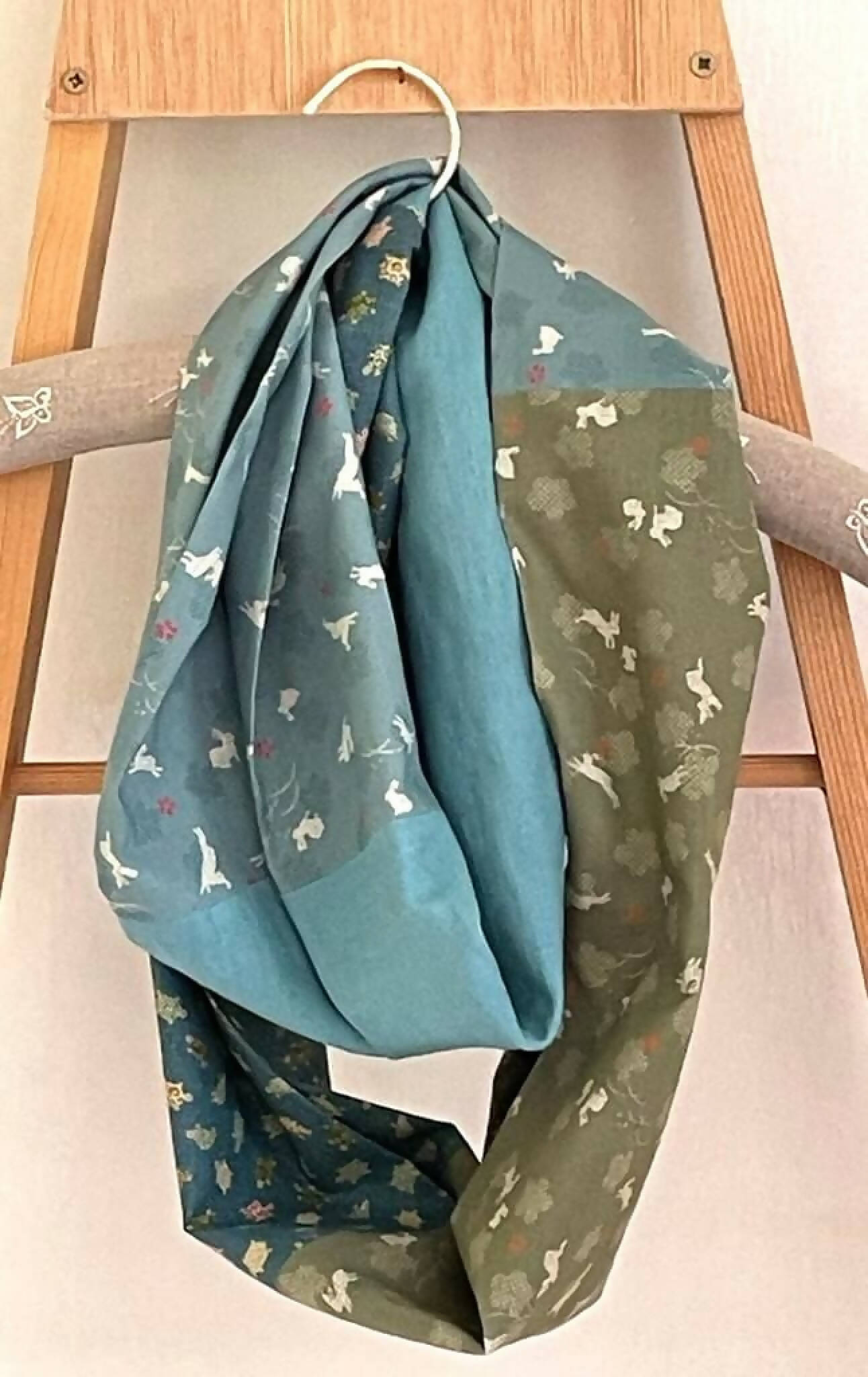 Infinity Scarf In Japanese Rabbit and Turtle Fabric