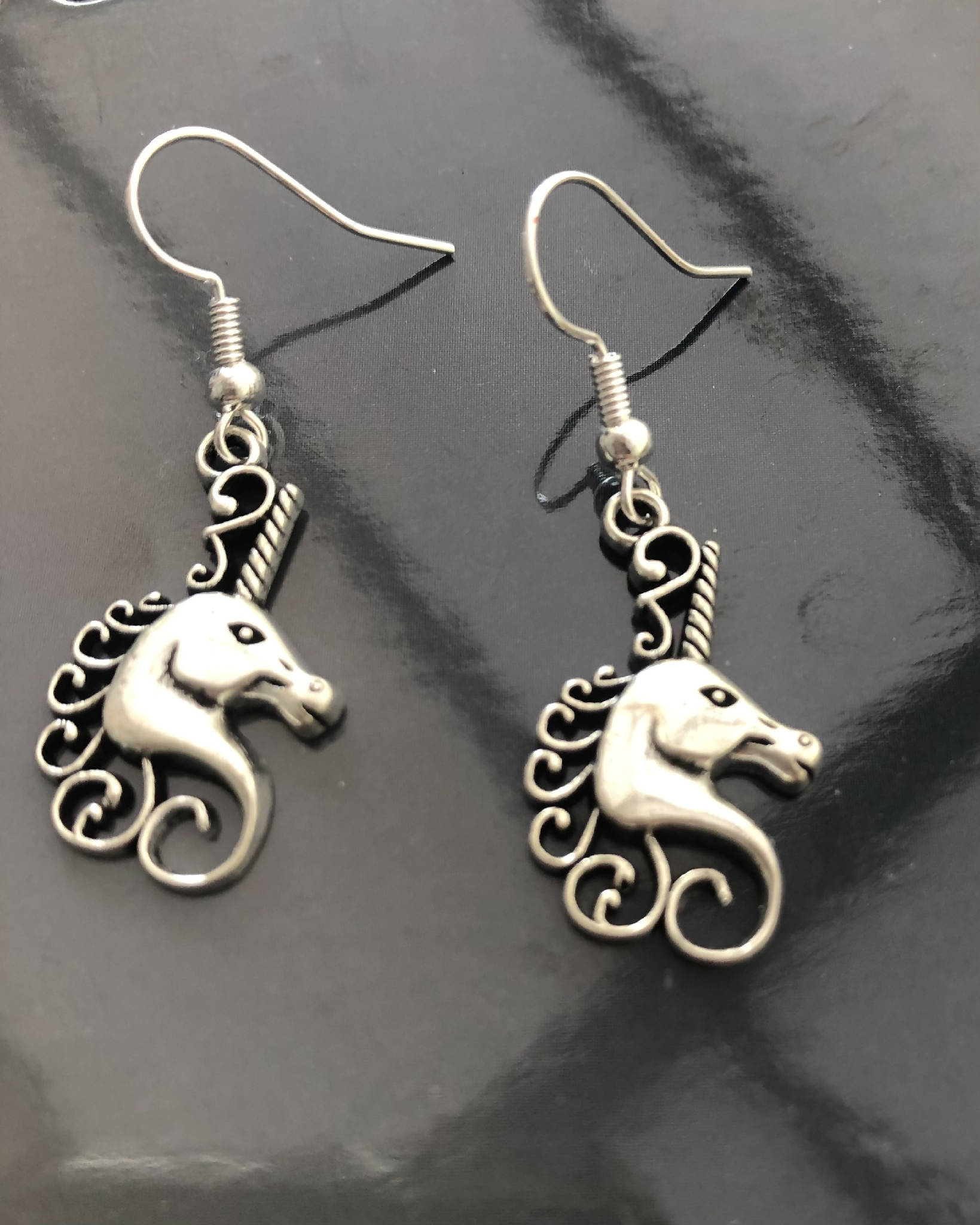 Unicorn earings Tibetan silver