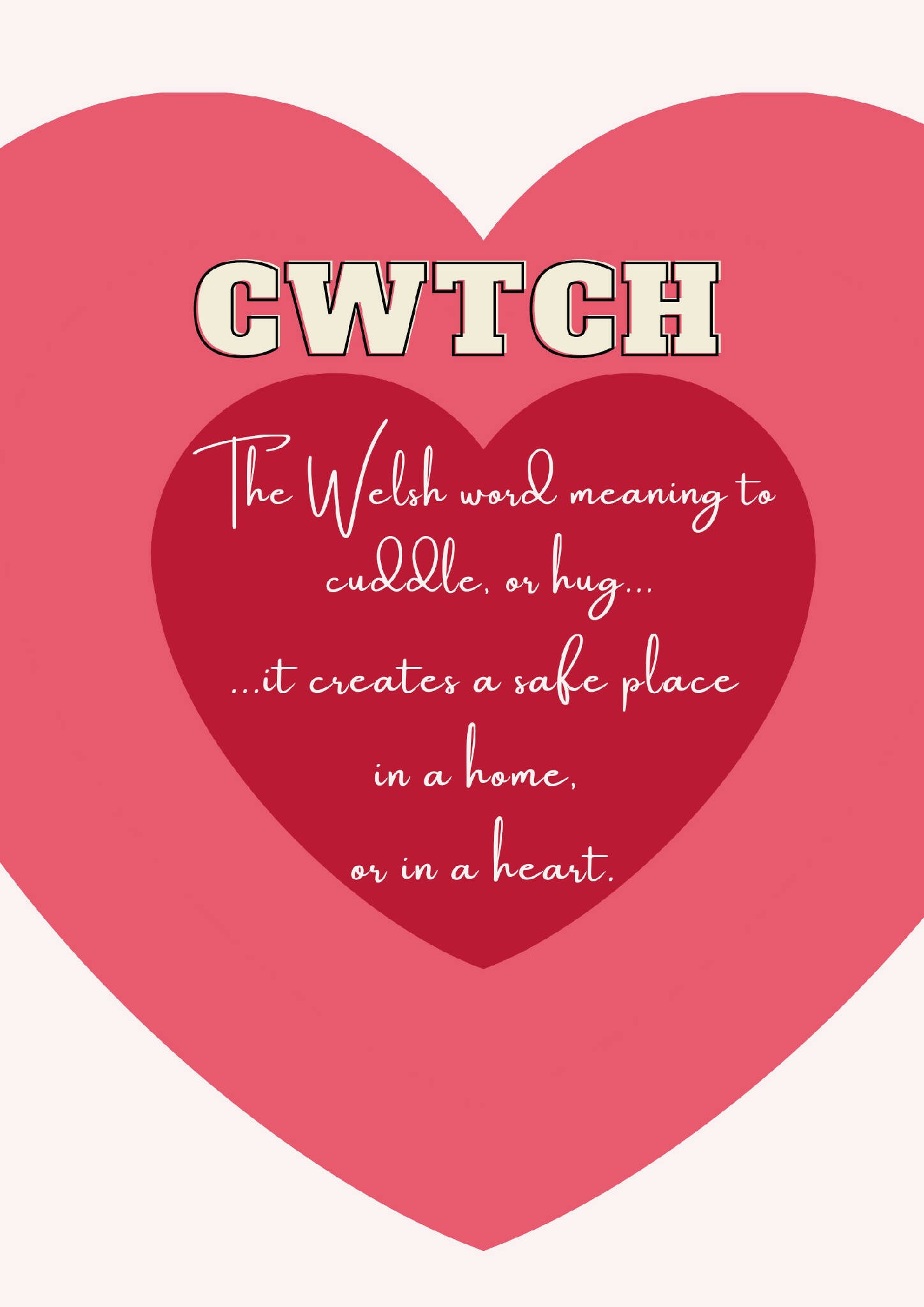 Definition of Cwtch, Welsh print, Cwtch print, Welsh Wall art, Welsh poster, Meaning of Cwtch, Digital Art