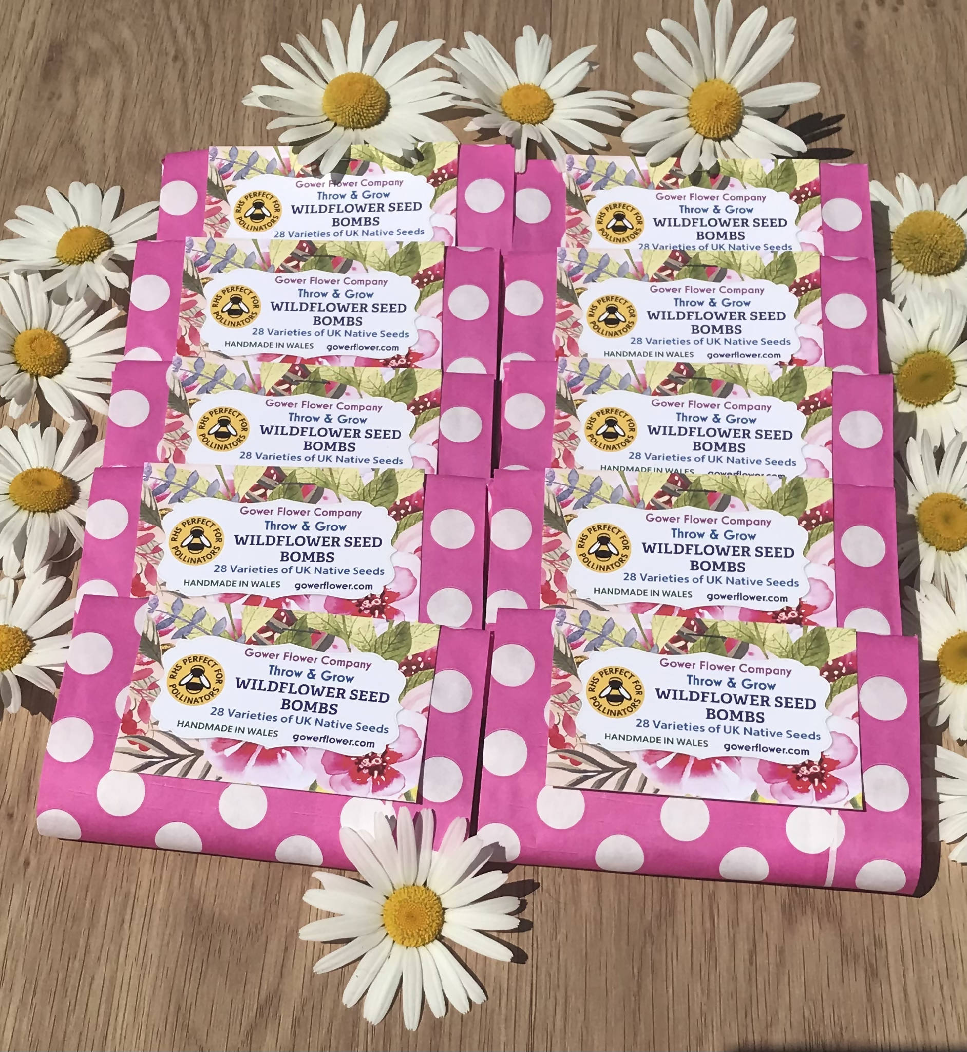 Wildflower Seed Bomb Party Pack - 10 packets each with 4 seed bombs and product card/instructions