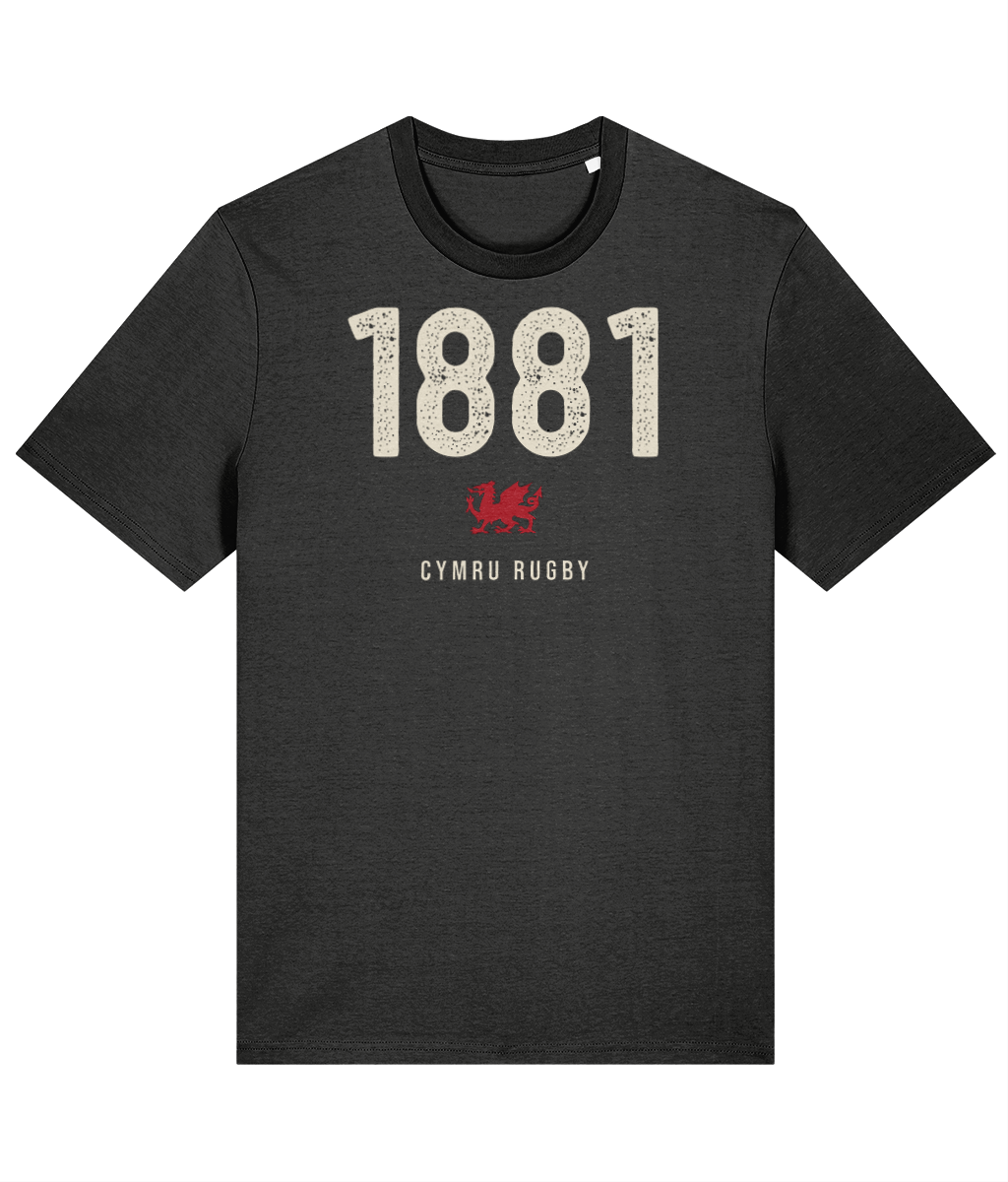 1881 Welsh Rugby T-Shirt in Dark Heather Grey — Made in Cymru