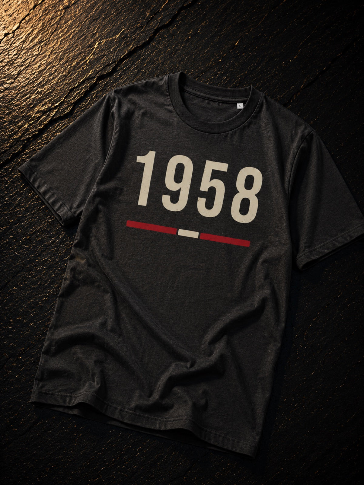 1958 Welsh football t-shirt in black, Made in Cymru