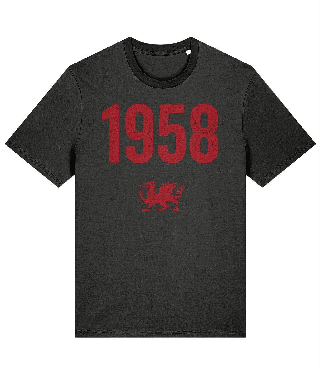 Made in Cymru 1958 Welsh T-shirt in Dark Heather Grey – organic cotton