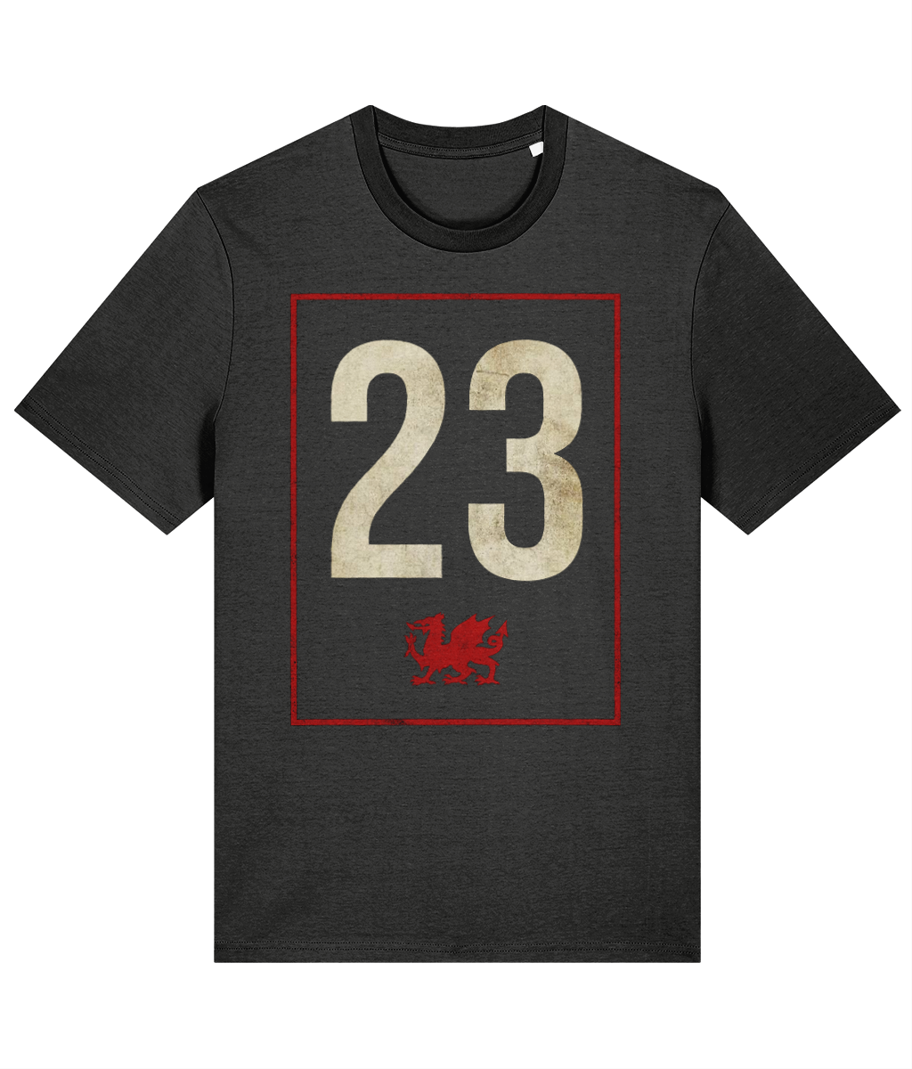 23 Welsh Rugby T-Shirt in Dark Heather Grey — Made in Cymru