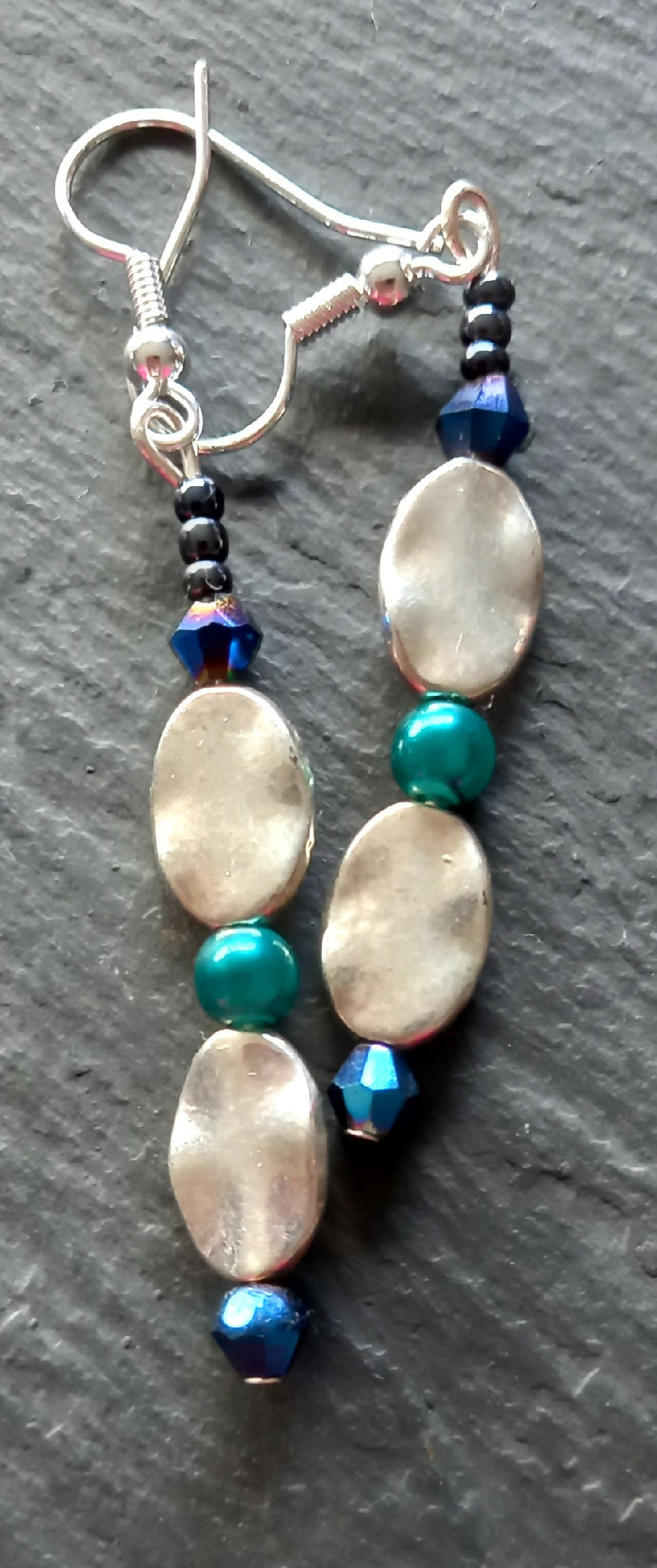 Earrings - Silver Flat Beads