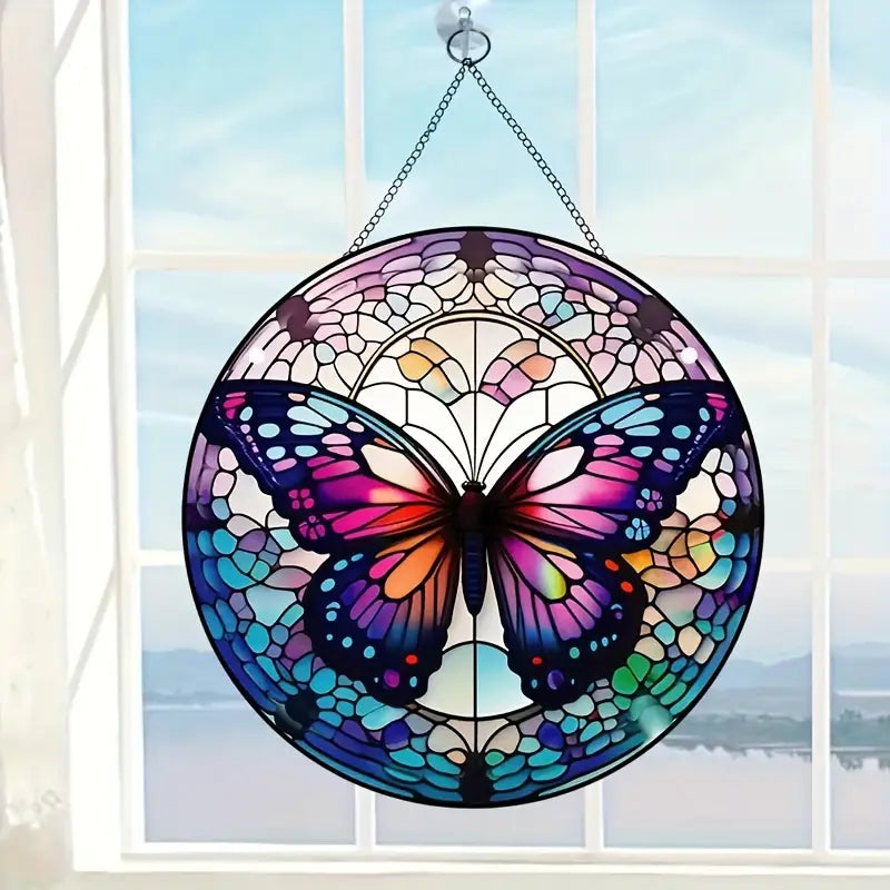Butterfly window hanging stained glass style acrylic suncathcer